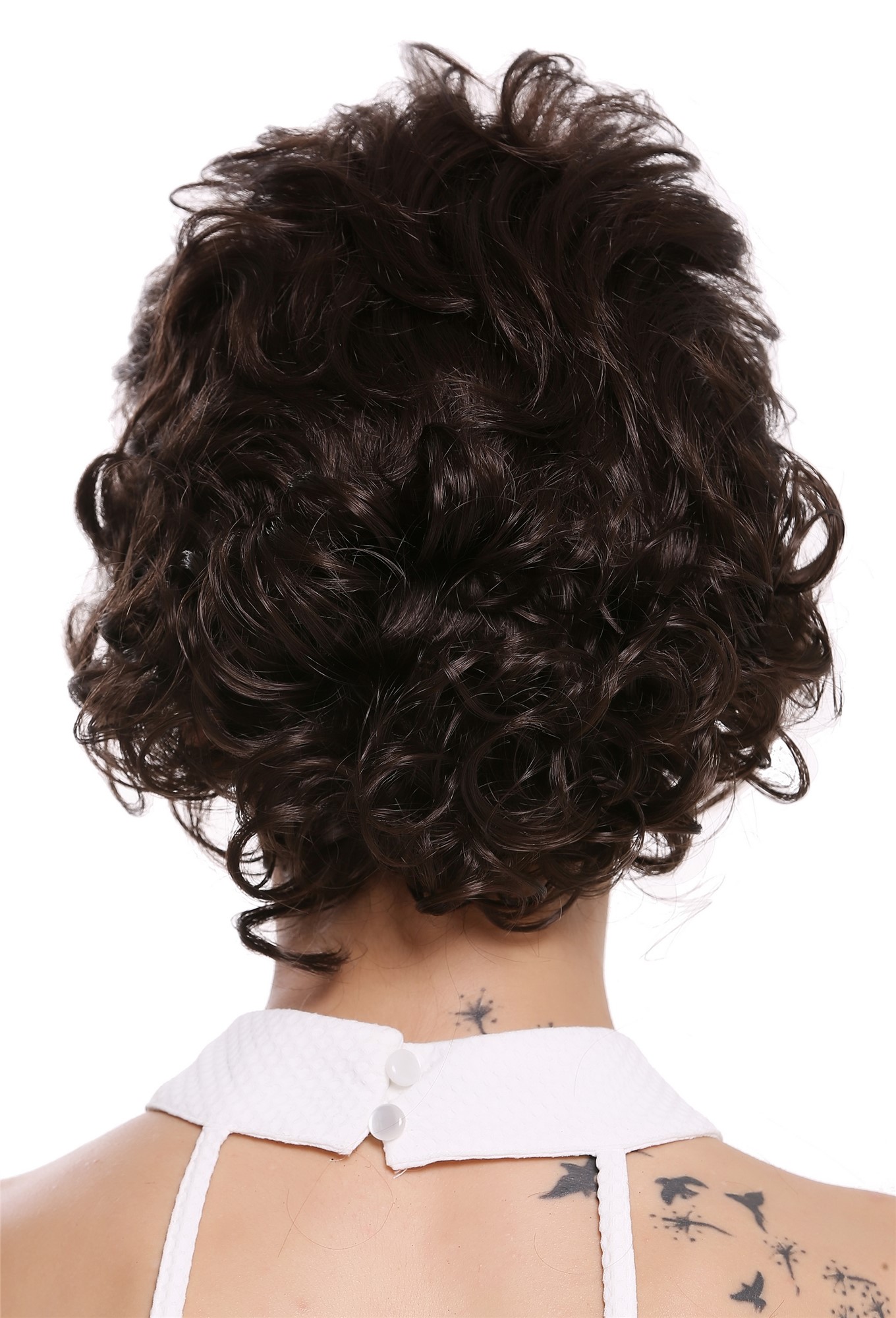 hochwertige Qualitätsperücken, Perücke kurz toupiert 80er Jahre Braun M-270-6, Ansicht 3, WIG ME UP: Ihr Perücken Online Shop wellige Tressen-Perücke Mittelbraun kurze Haare für Damen