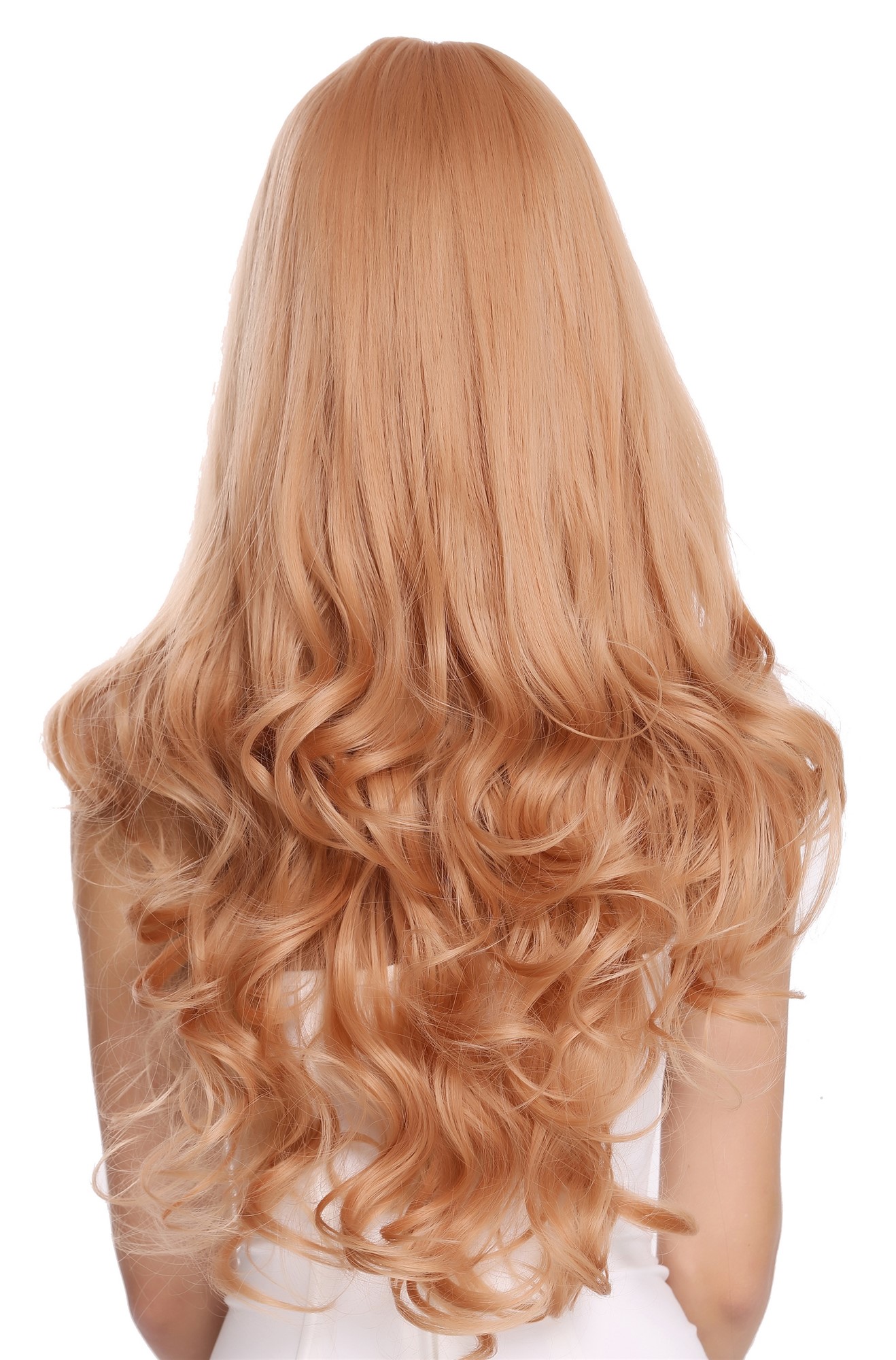 wellige Tressen-Perücke mit Kopfhaut-Imitat Aschblond-Rotblond-Mix lange Haare für Damen