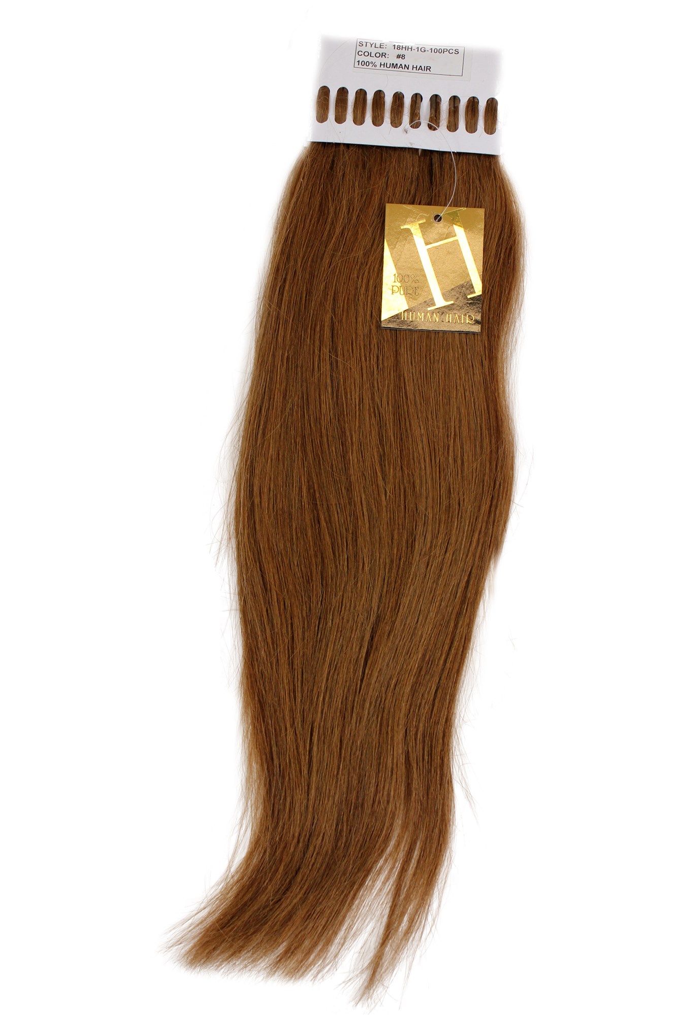 Echthaar Extensions Set 100x1g Brünett Braun 18HH-1G-8, Ansicht 2, WIG ME UP: Ihr Perücken Online Shop glatte Extensions Brünett 49 cm lang 100% Echthaar
