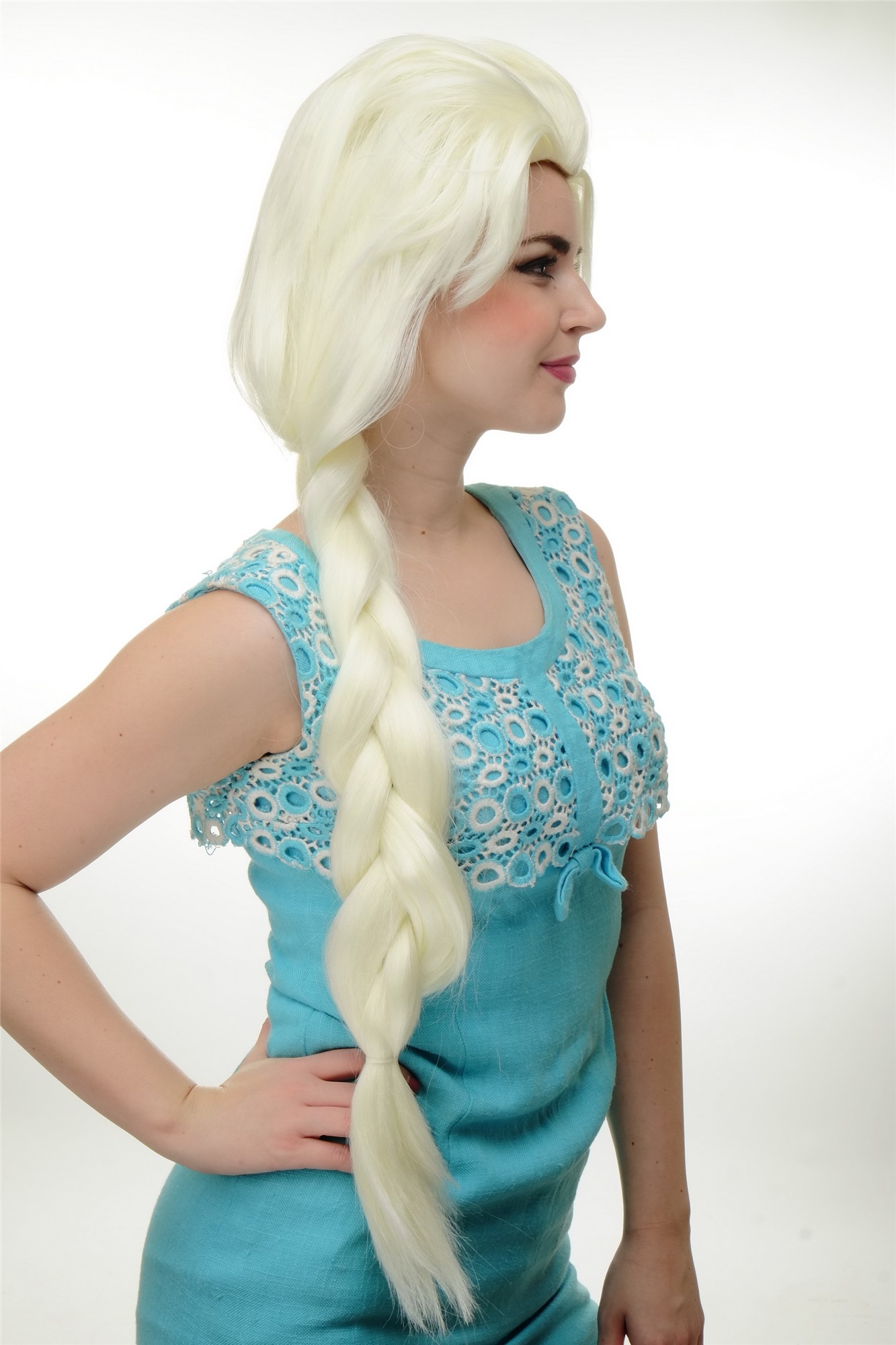 hochwertige Qualitätsperücken, Perücke Cosplay Platin-Blond Zopf GFW2072L-613A, Ansicht 3, WIG ME UP: Ihr Perücken Online Shop geflochtene Tressen-Perücke Platinblond sehr lange Haare für Damen