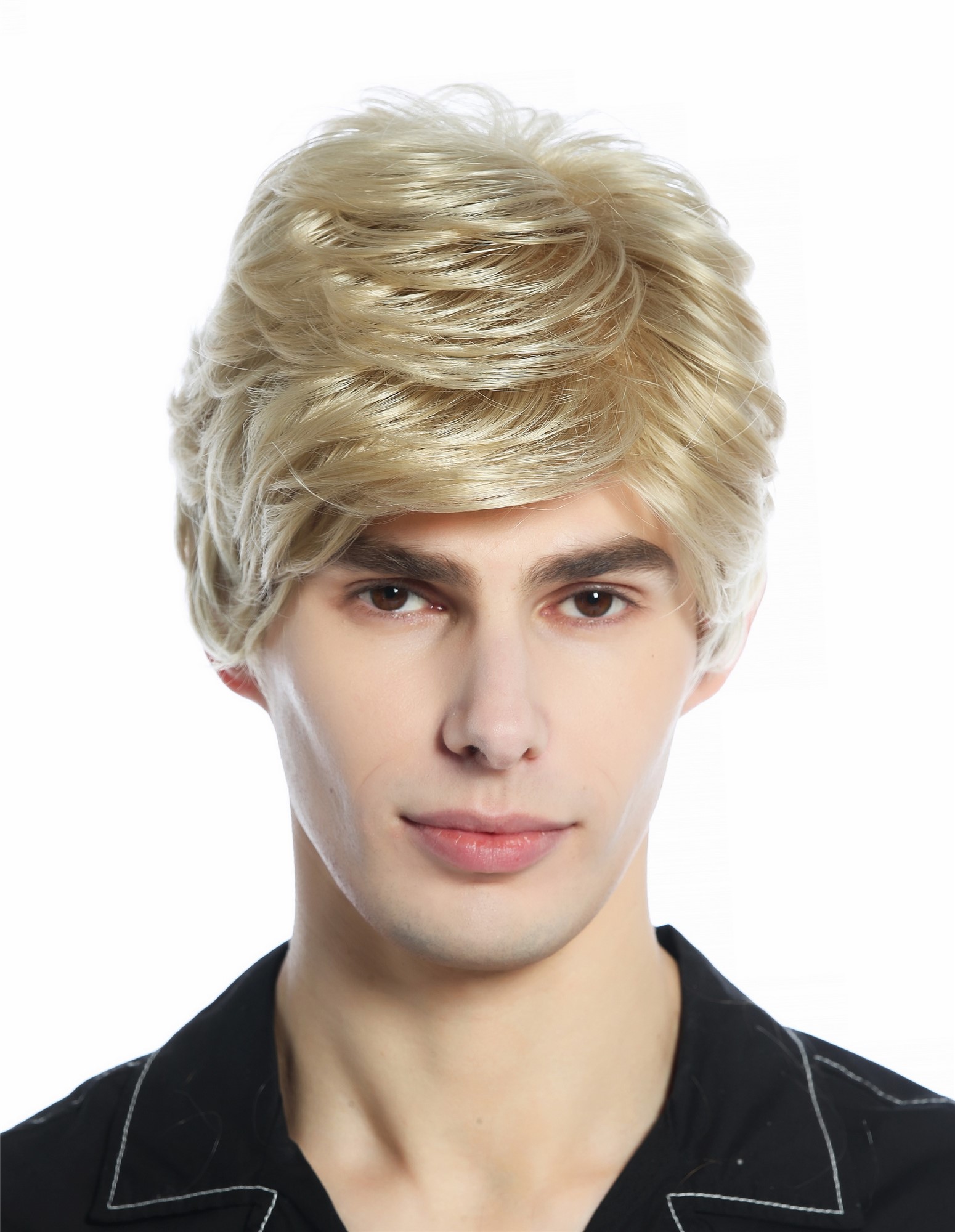 hochwertige Qualitätsperücken, Perücke kurz gescheitelt wellig Blond Aschblond DW94A-24, Vorderansicht, WIG ME UP: Ihr Perücken Online Shop wellige Tressen-Perücke Aschblond kurze Haare für Unisex