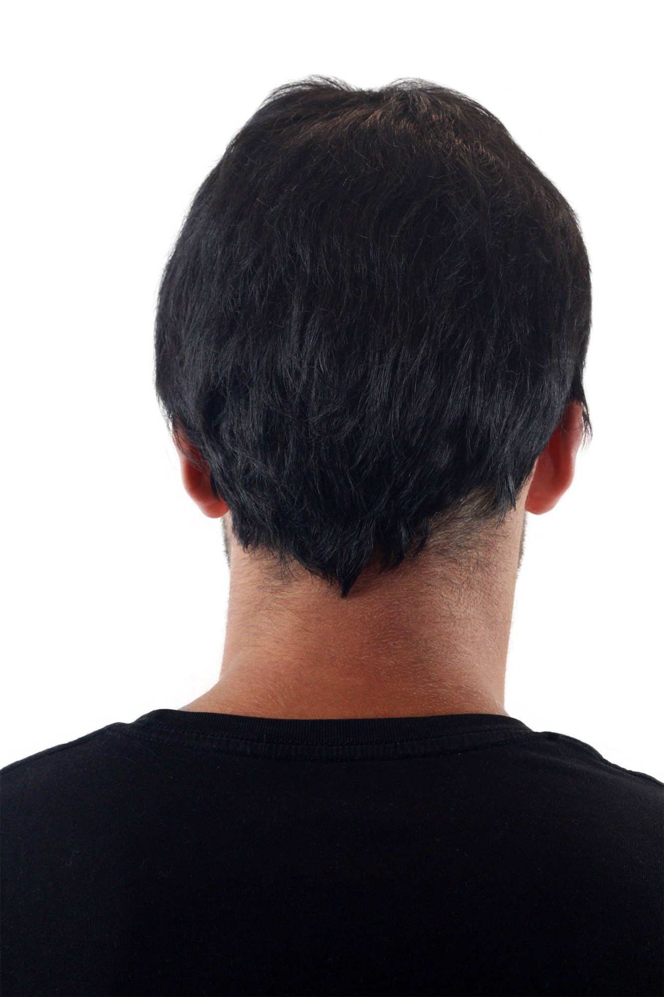 hochwertige Qualitätsperücken, Herren Perücke Kurz Jugendlich Lässig Modisch Schwarz GFW1168-1B, Ansicht 4, WIG ME UP: Ihr Perücken Online Shop glatte Tressen-Perücke Samtschwarz kurze Haare für Herren