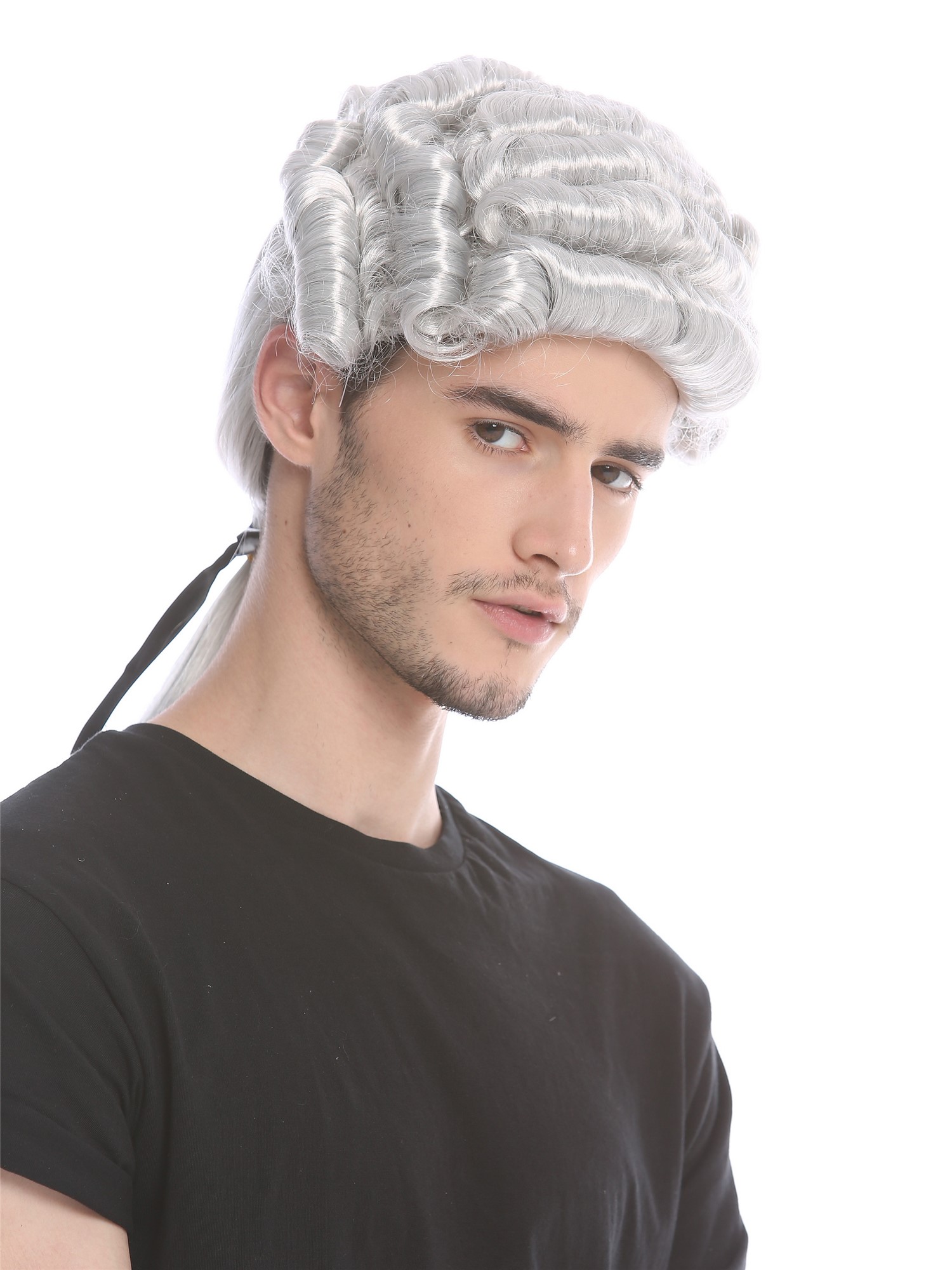 Party Wig, Men, Grey, curled, shoulder-length