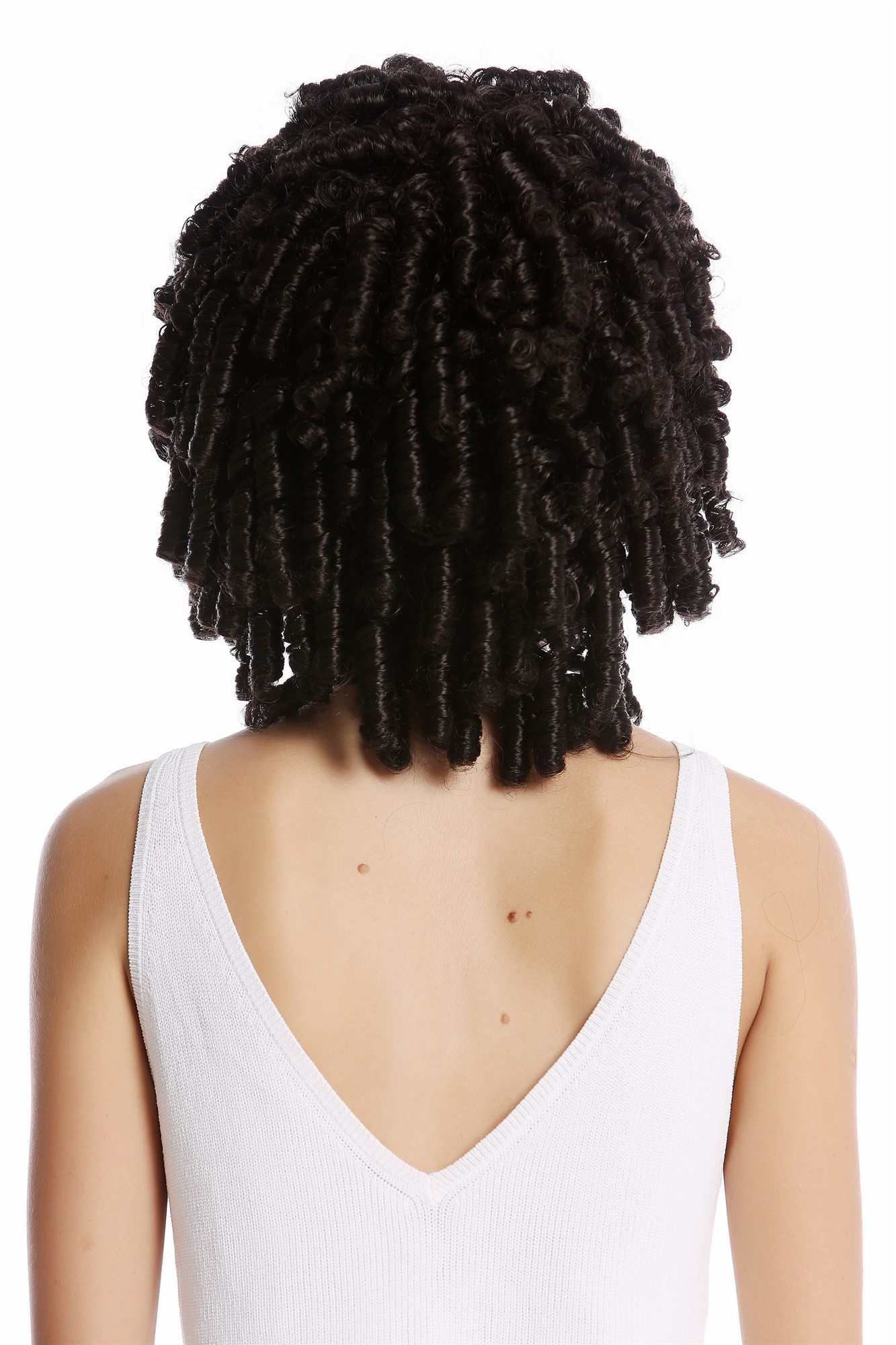 Wig Women Men Carnival black ringlets semi Rasta dreadlocks Caribbean Voodoo Priest Witch Soccer, view 4, WIG ME UP: Your Perücken Online Shop Party Wig, Ladies, Black, curled, shoulder-length