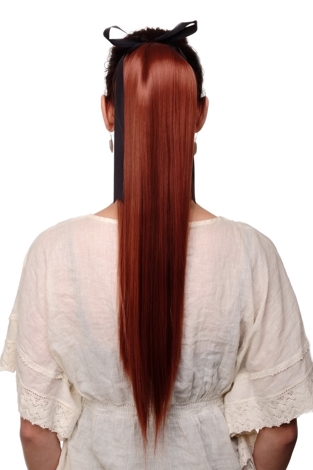 hochwertiges Haarteil glatt lang Befestigung mit Bändchen & Klammer Kupferrot C9429-350, Vorderansicht, WIG ME UP: Ihr Perücken Online Shop glattes Zopf-Haarteil Kupferrot 60 cm lang