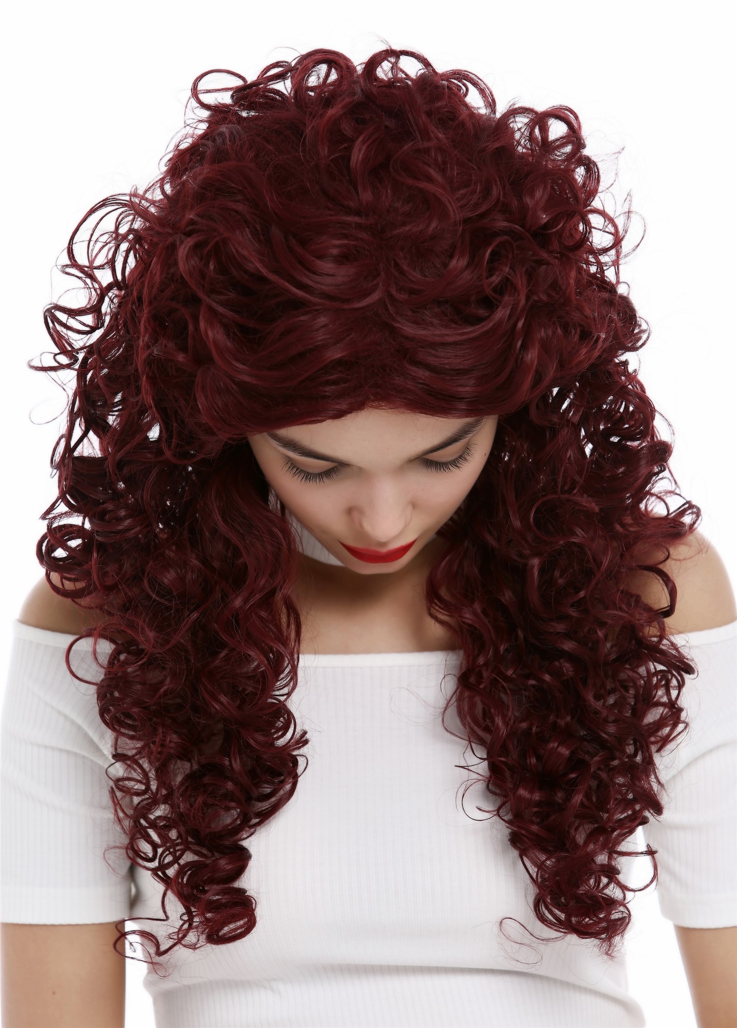 Lady women wig very long curled curly curls voluminous garnet red 9229, view 6, WIG ME UP: Your Perücken Online Shop Quality Wigs, Ladies, garnet red, curled, long