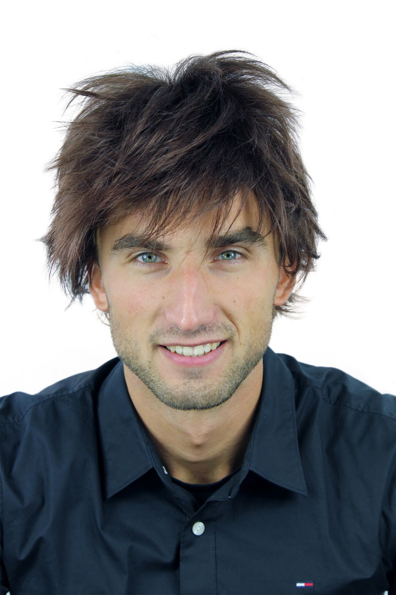 WL-0018-4/33 Men Gents  Wig medium length wild unkempt very voluminous Rock Star Look mahogany brown mix, front view, WIG ME UP: Your Perücken Online Shop Quality Wigs, Men, brown mix, wavy, short