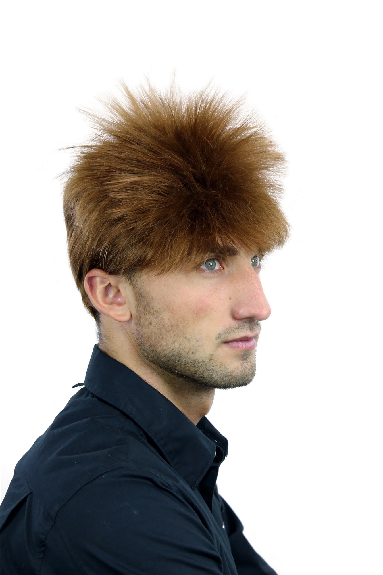 WLA-1034S-12/30 Men Gents  Wig short teased up wild & extravagant Rock Star style brown copper brown mix, view 4, WIG ME UP: Your Perücken Online Shop Quality Wigs, Men, medium brown-medium rust brown mix, wavy, short