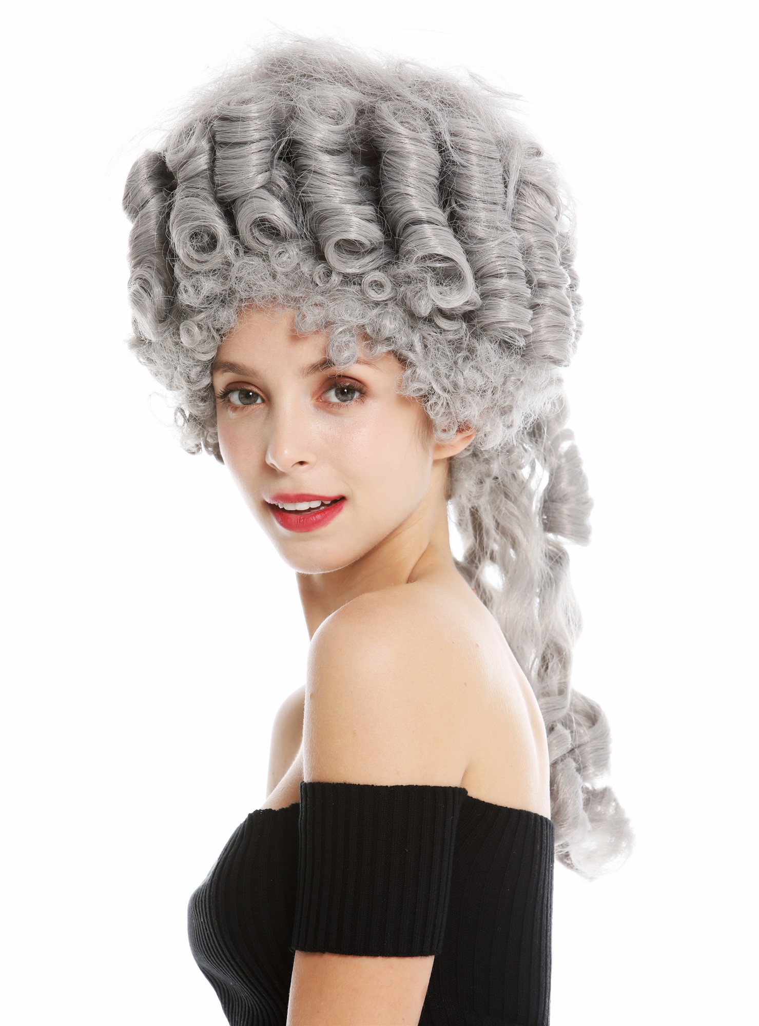 Party Wig, Ladies, matte gray, curled, long