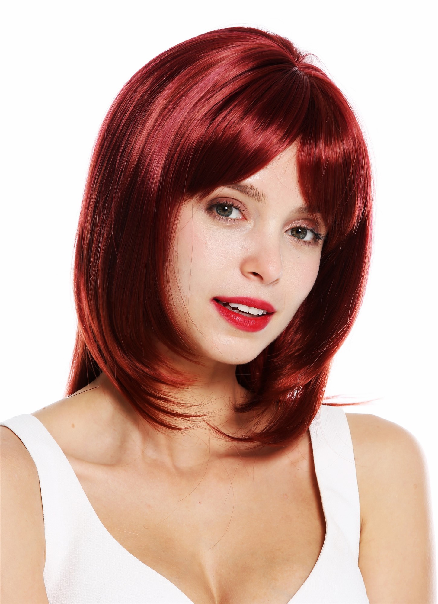 Lady wig layered sleek waved tips bright red copper red highlights VK-28, view 3, WIG ME UP: Your Perücken Online Shop Quality Wigs, Ladies, red mix, straight, long