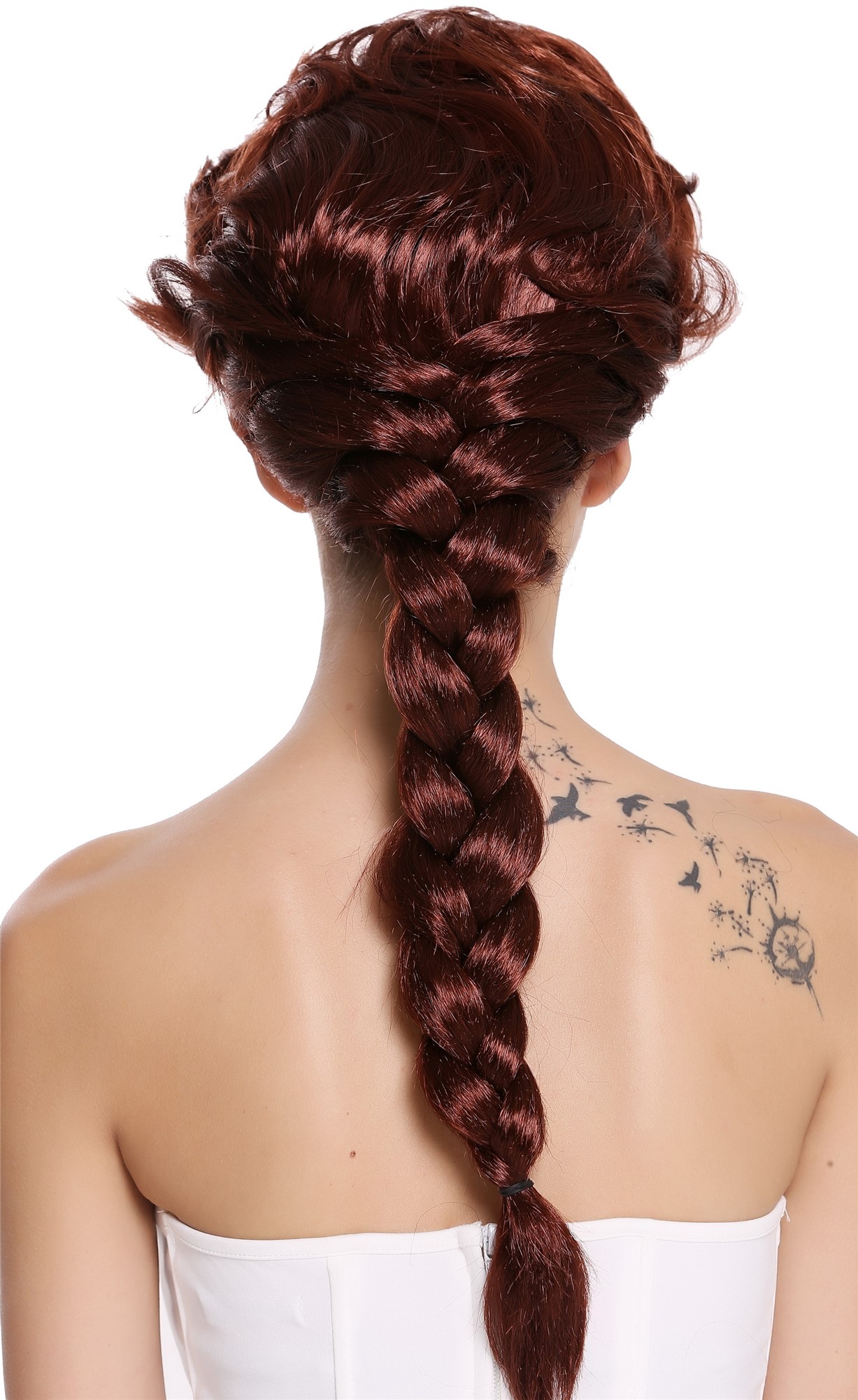 Baroque Lady Party Wig brown auburn long braided ponytail  051-P30, view 4, WIG ME UP: Your Perücken Online Shop Party Wig, Ladies, Brown, Braided, long