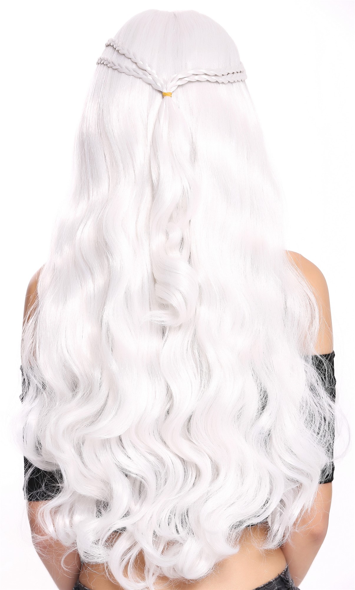 Lady Wig romantic style braided strands hair circlet long Princess white 91323, view 3, WIG ME UP: Your Perücken Online Shop Party Wig, Ladies, Grey, Braided, long