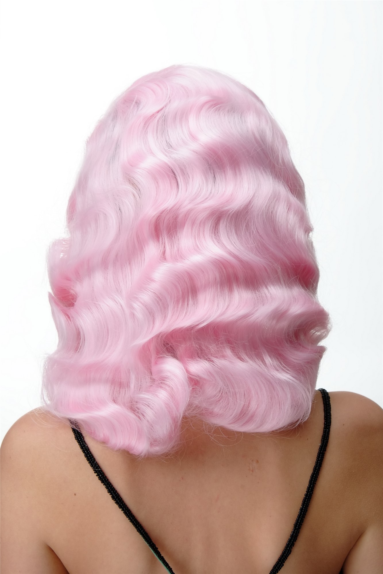 hochwertige Qualitätsperücken, Perücke Diva Wasserwelle Rosa GFW1860-TF2317, Ansicht 4, WIG ME UP: Ihr Perücken Online Shop wellige Tressen-Perücke mit Kopfhaut-Imitat Hellrosa schulterlange Haare für Damen