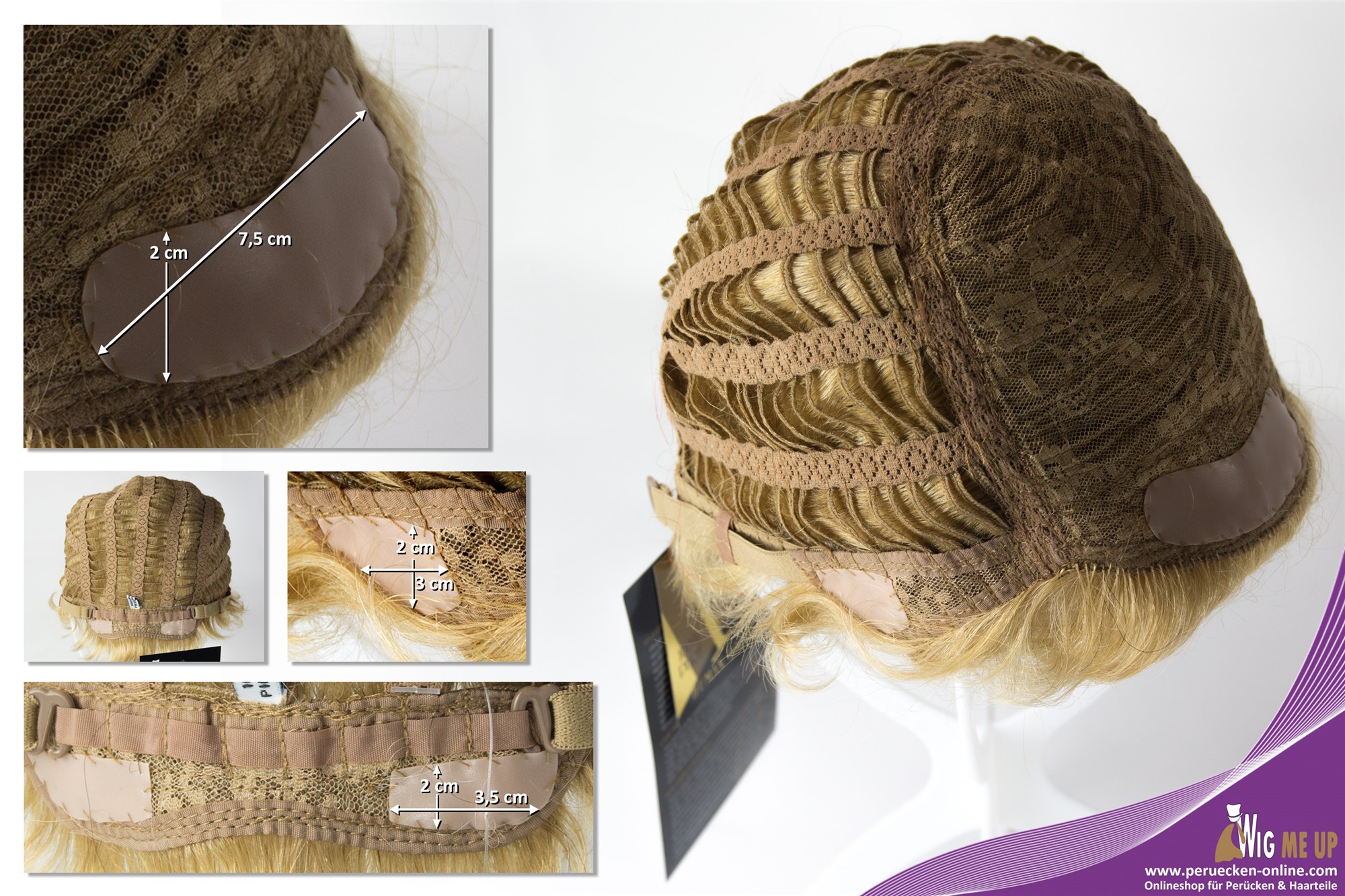 hochwertige Qualitätsperücken, Perücke Echthaar Herren Damen kurz Tolle Blond B-HH-12-24B, Ansicht 5, WIG ME UP: Ihr Perücken Online Shop wellige Tressen-Perücke mit Klebeflächen 100% Echthaar Goldblond kurze Haare für Unisex