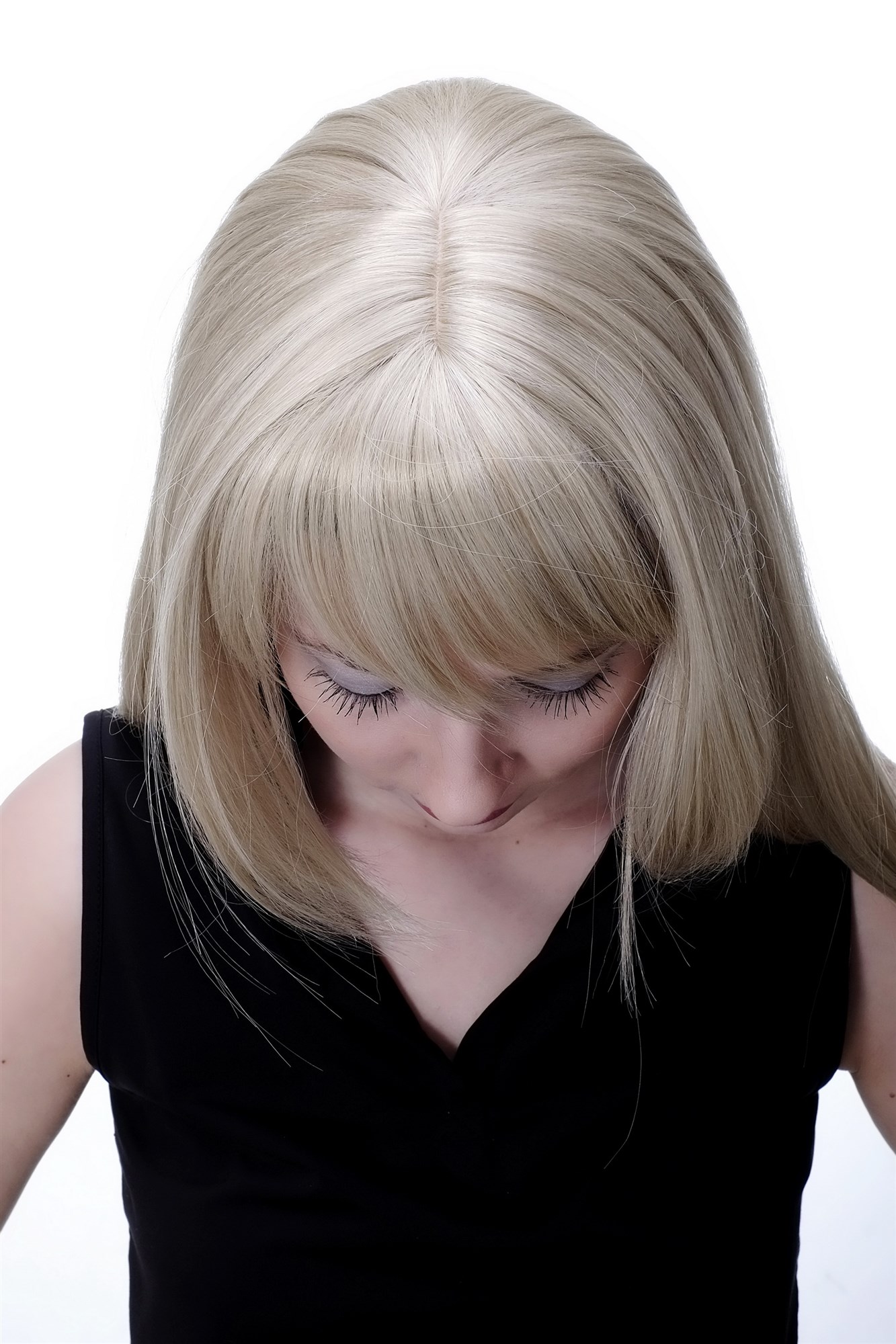 Lady women wig medium long straight sleek fringe bangs blonde 3280, view 6, WIG ME UP: Your Perücken Online Shop Quality Wigs, Ladies, light blonde, straight, long