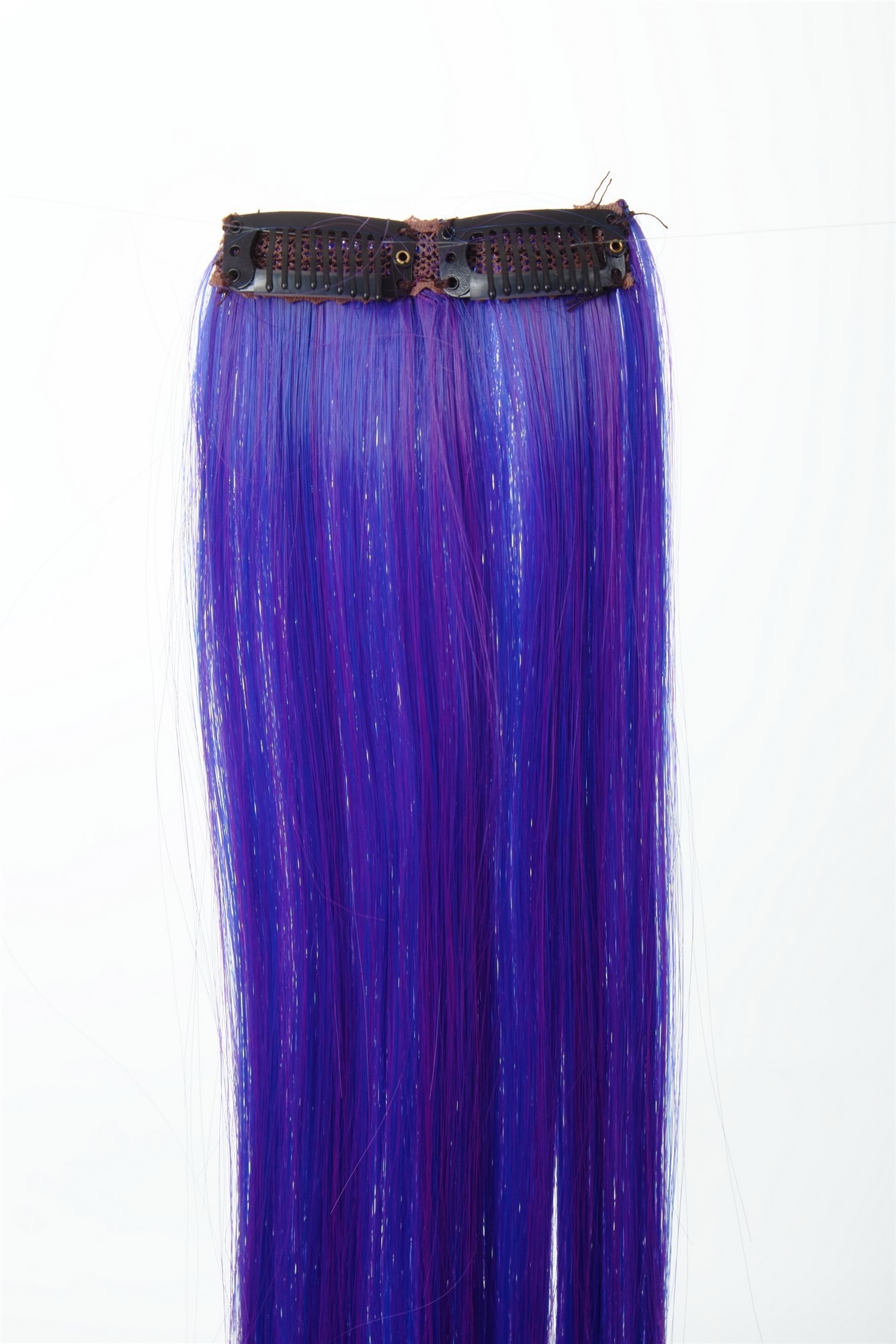 glatte Extensions Blauviolett-Neonblau-Mix 45 cm lang