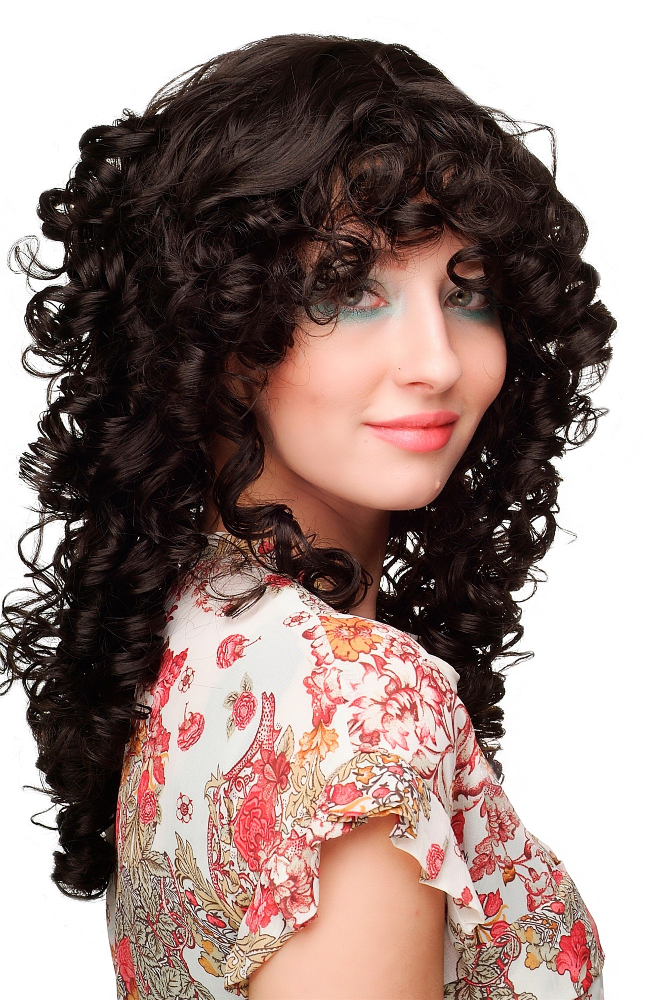 WL-2254A-A3 Lady  Wig long ringlets curled fringe dark brown, view 2, WIG ME UP: Your Perücken Online Shop Quality Wigs, Ladies, dark brown, curled, long
