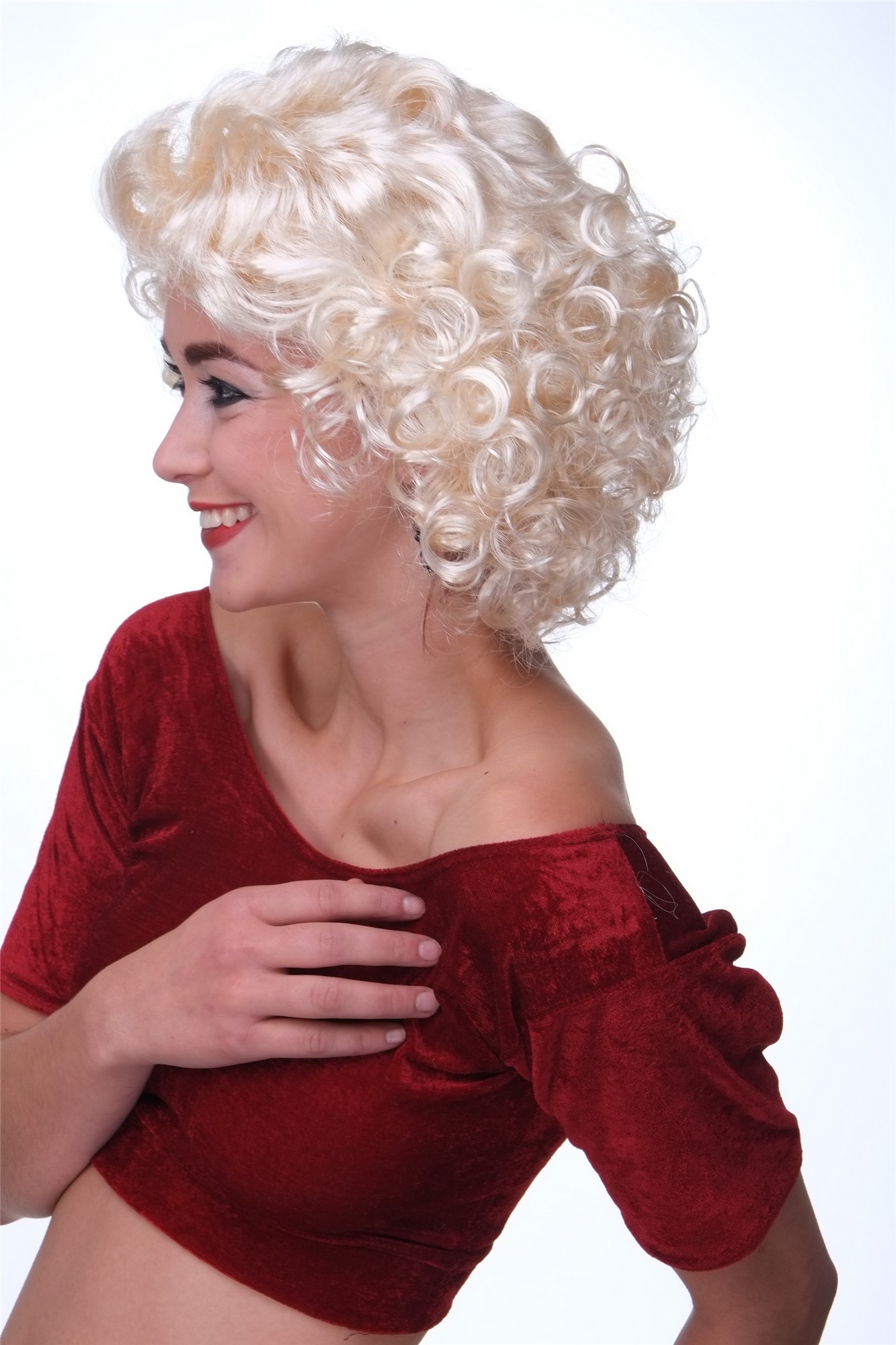 Party/Fancy Dress/Halloween Lady WIG curly wavy BRIGHT BLOND platinum blonde Hollywood Diva Marilyn, view 3, WIG ME UP: Your Perücken Online Shop Party Wig, Ladies, Blonde, curled, short