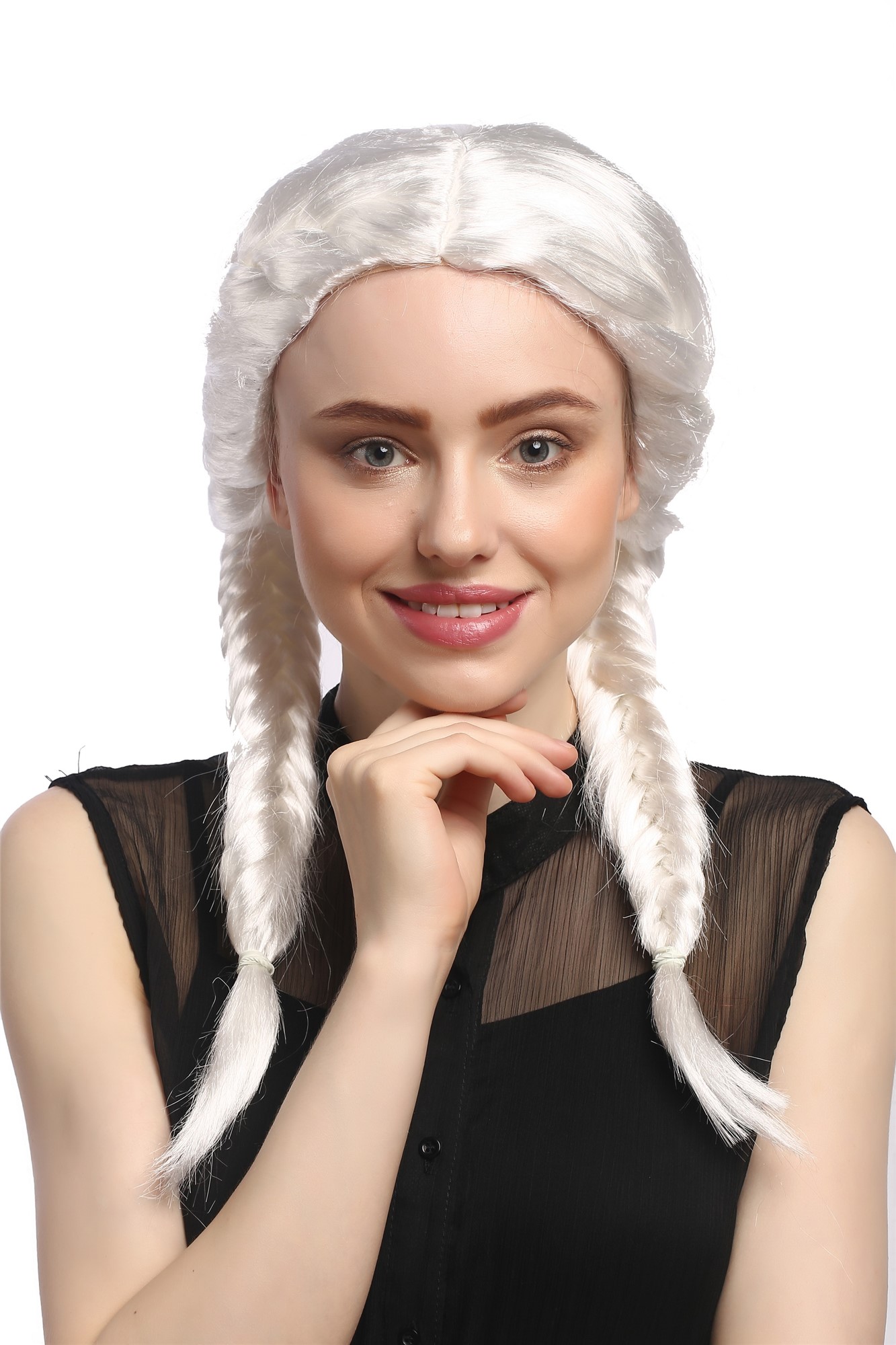 Party Wig, Ladies, White, Braided, shoulder-length