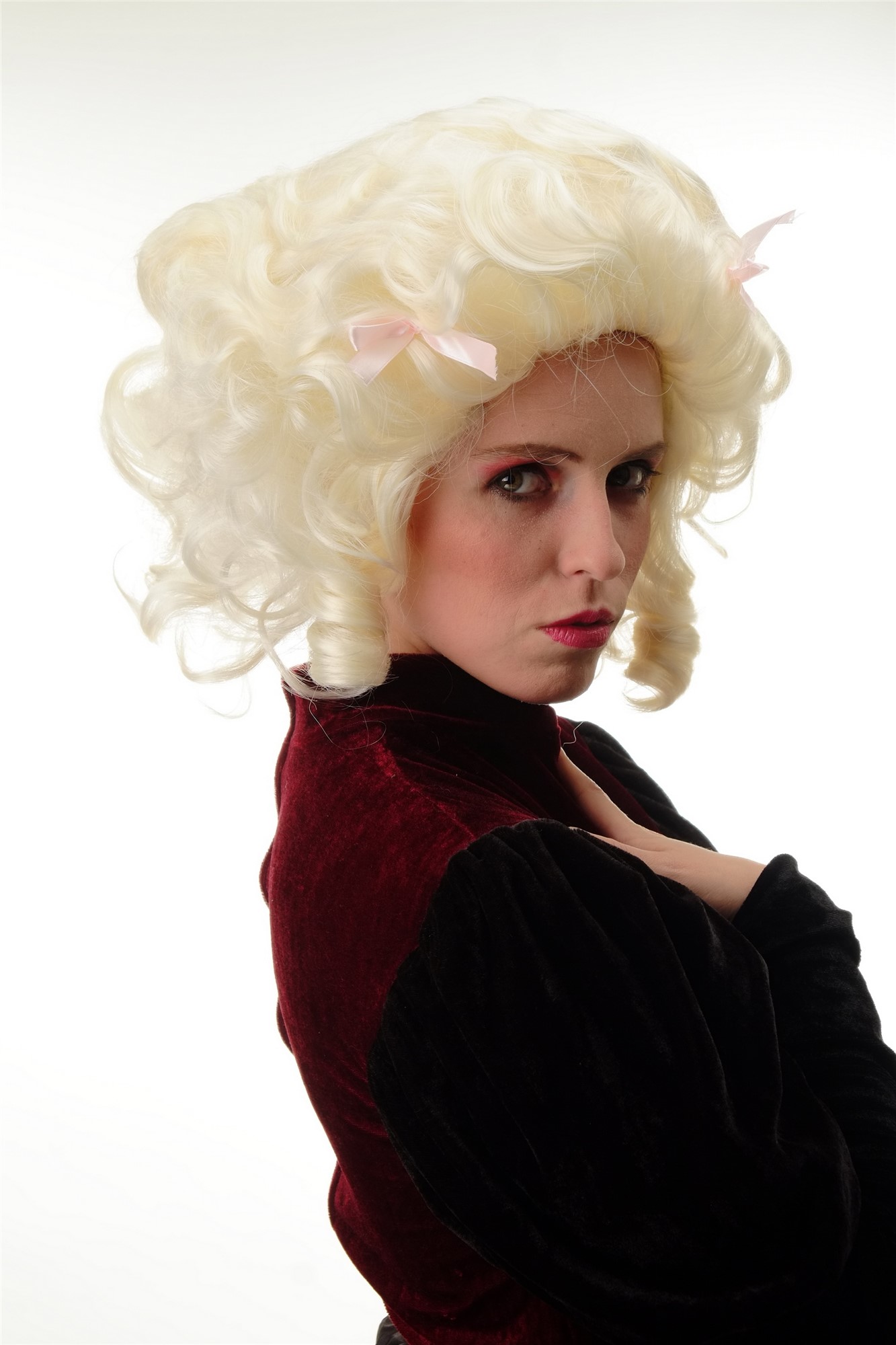 günstige Party Perücke, Perücke Barock Viktorianisch Platinblond Locken PT0039-K613, Ansicht 3, WIG ME UP: Ihr Perücken Online Shop lockige Party Perücke Blond kurze Haare für Damen