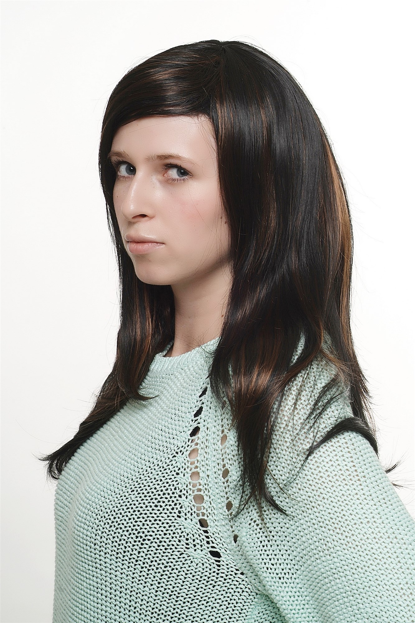 Lady  Wig long mixed dark brown with reddish light brown straight with slight wave, view 9, WIG ME UP: Your Perücken Online Shop Quality Wigs, Ladies, black-brown-copper brown, straight, long
