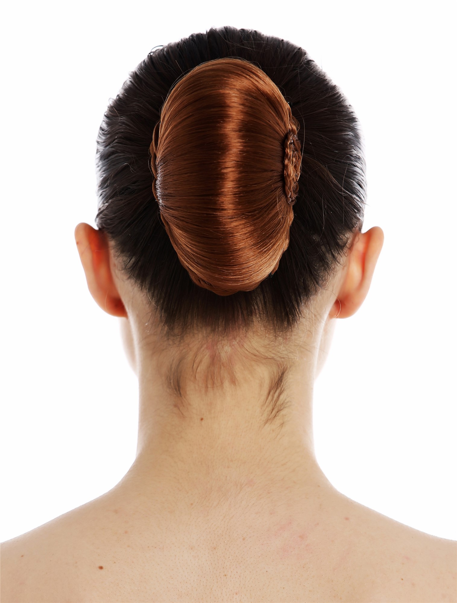 Dutt Haardutt Chignon traditionell geflochten oval Haarrose Rostbraun TYP-0063-P30, Ansicht 2, WIG ME UP: Ihr Perücken Online Shop geflochtener Dutt Haarteil Rostbraun
