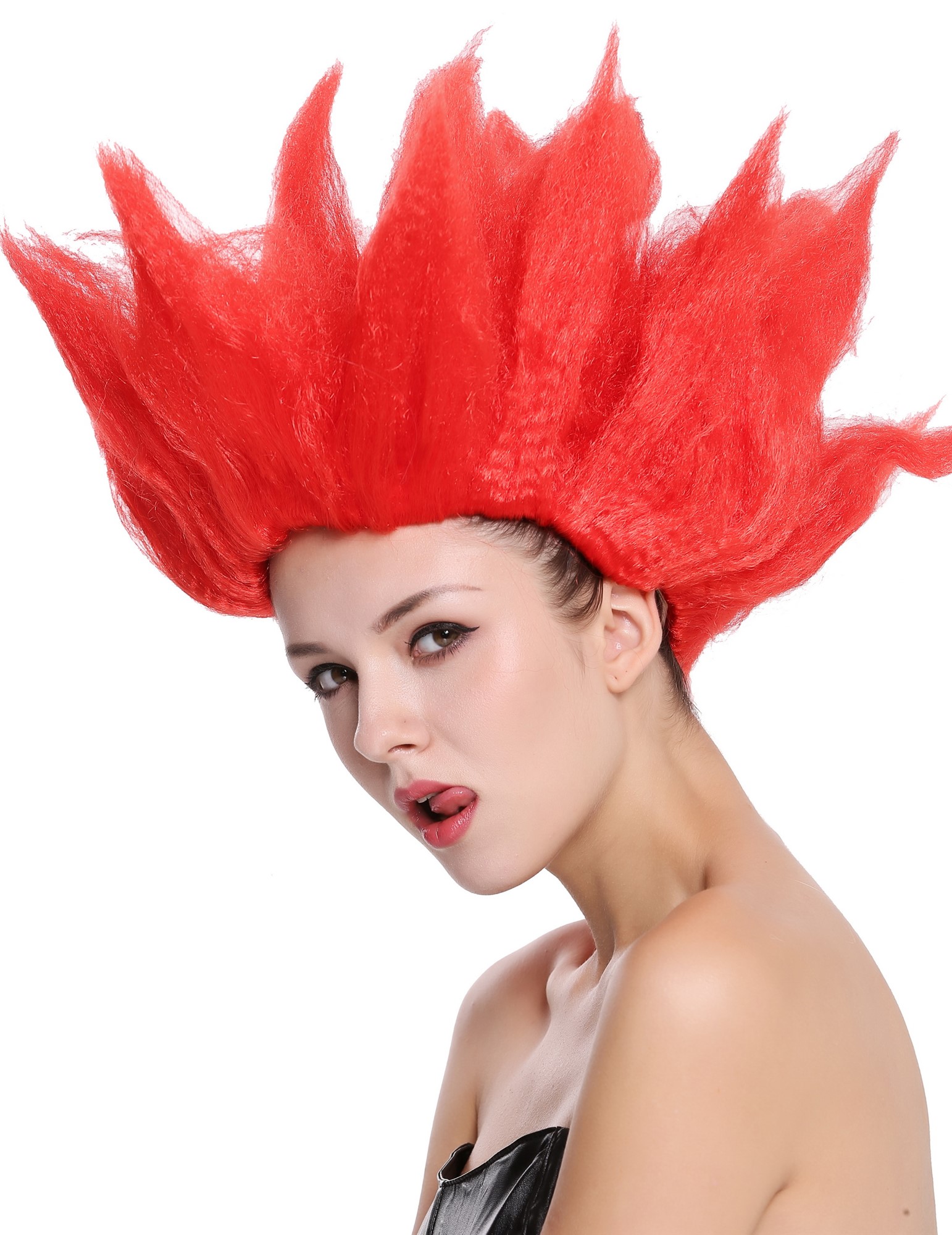Lady Gents Man Party Wig Demon Devil Flower Fairy Fire red teased high 91062, view 2, WIG ME UP: Your Perücken Online Shop Party Wig, Unisex, Red, wavy, short