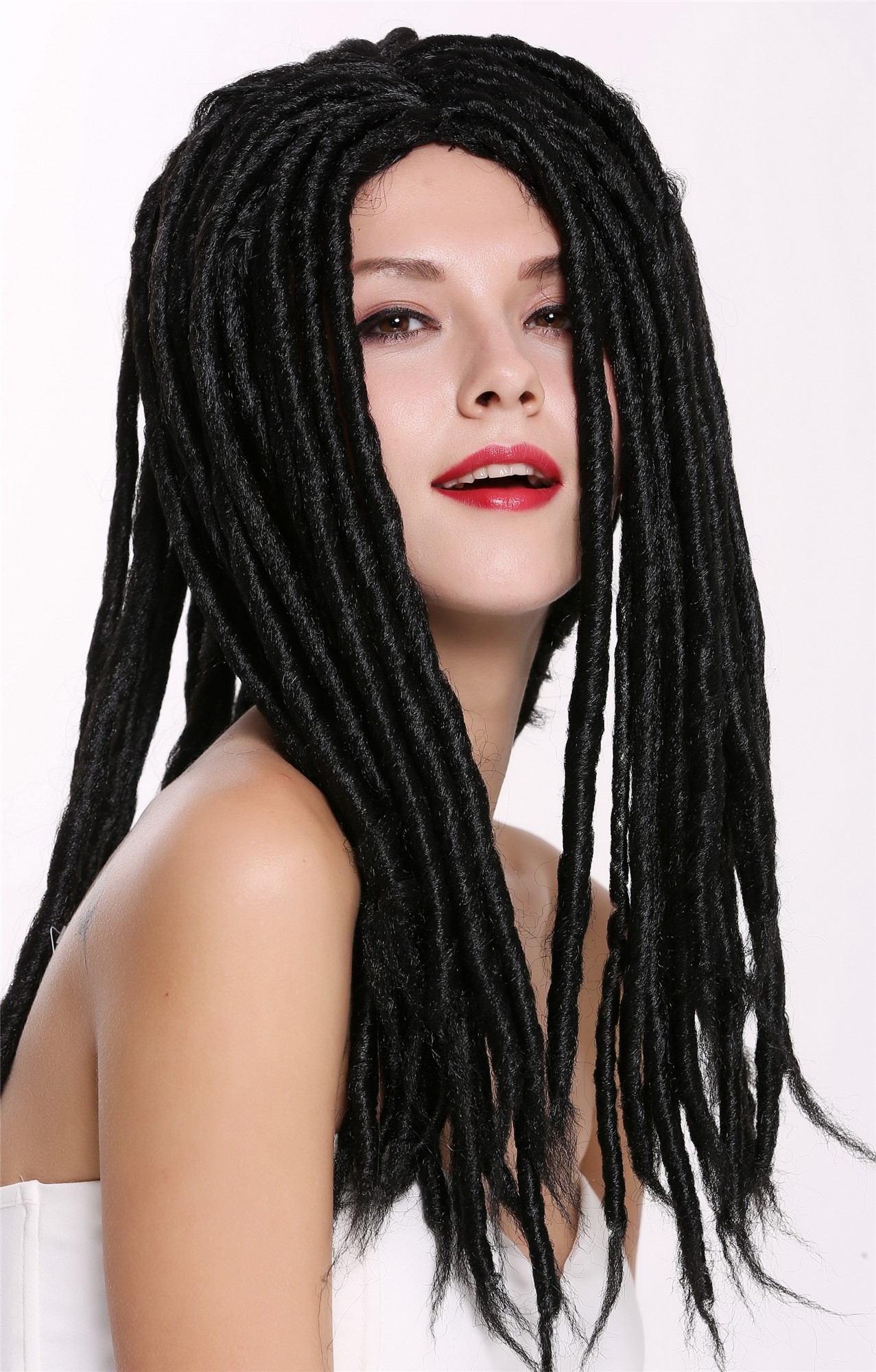 Man Lady Party Wig Dreadlocks Rasta Rastafari Black 91587-ZA103, view 2, WIG ME UP: Your Perücken Online Shop Party Wig, Unisex, Black, curled, long