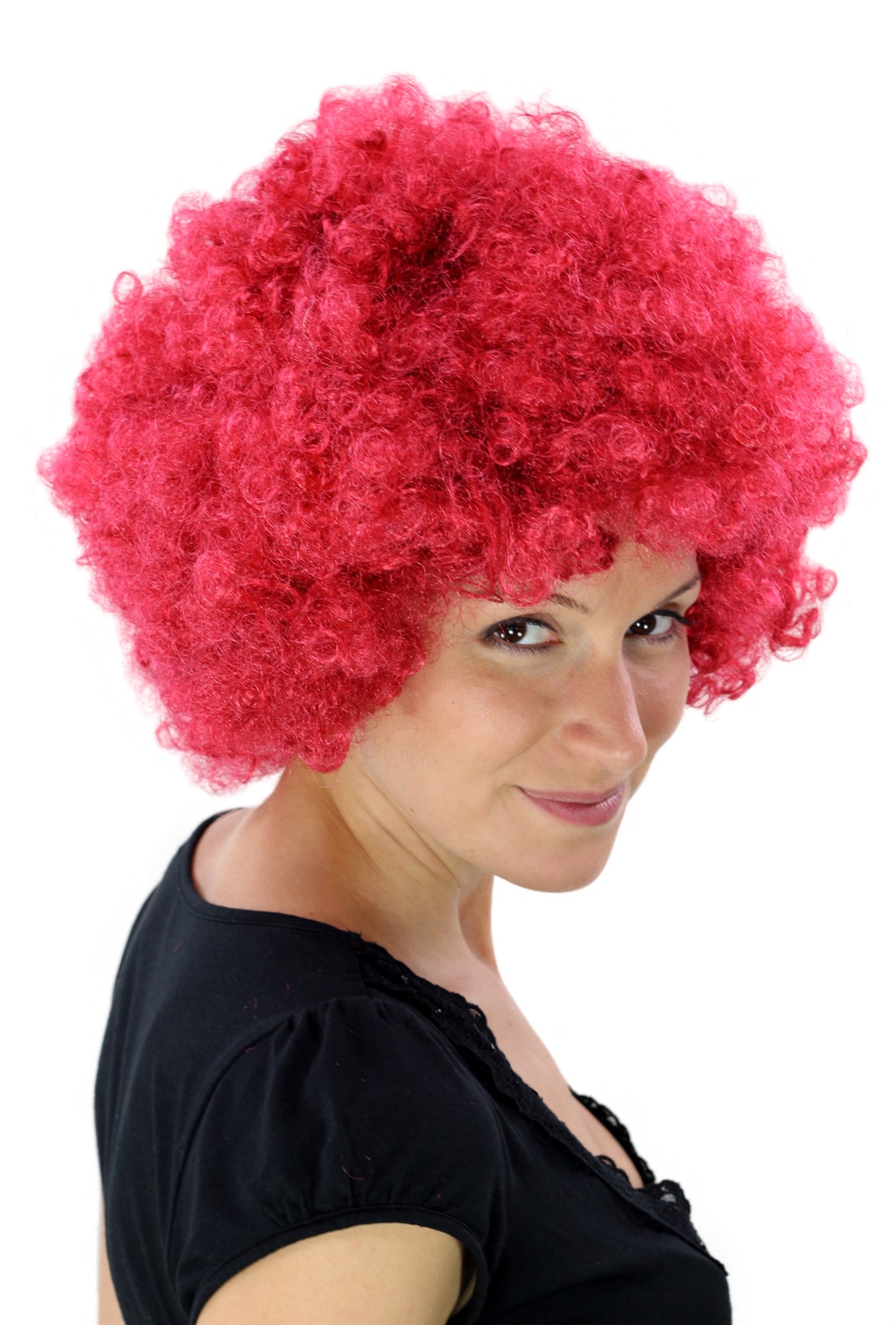 günstige Party Perücke, Afro Perücke 70er Jahre Party Rot Hair Disco PW0011-PC12, Ansicht 2, WIG ME UP: Ihr Perücken Online Shop lockige Party Perücke Rot kurze Haare Unisex