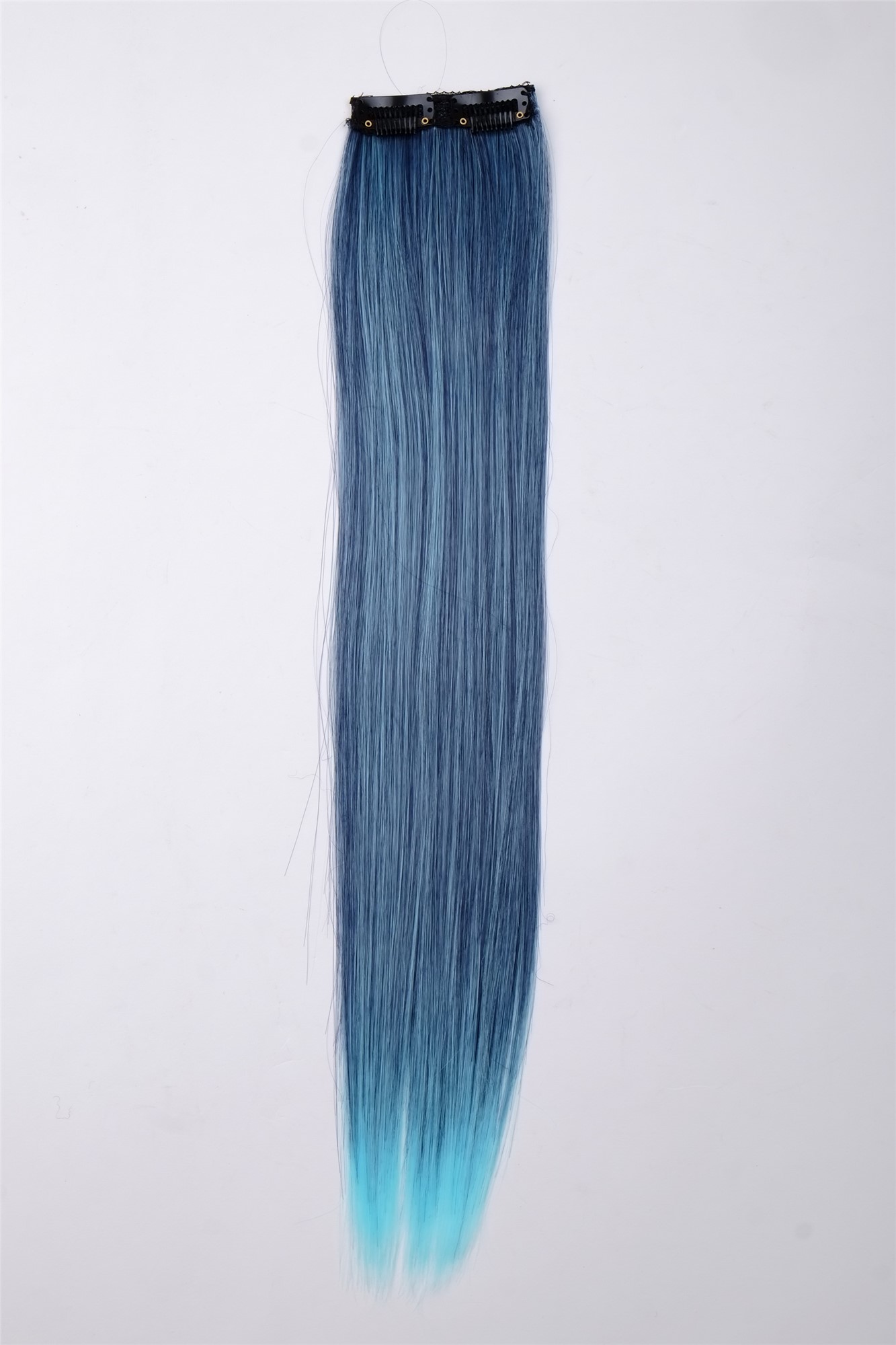 glatte Extensions Dunkelblau-Hellblau-Mix 45 cm lang