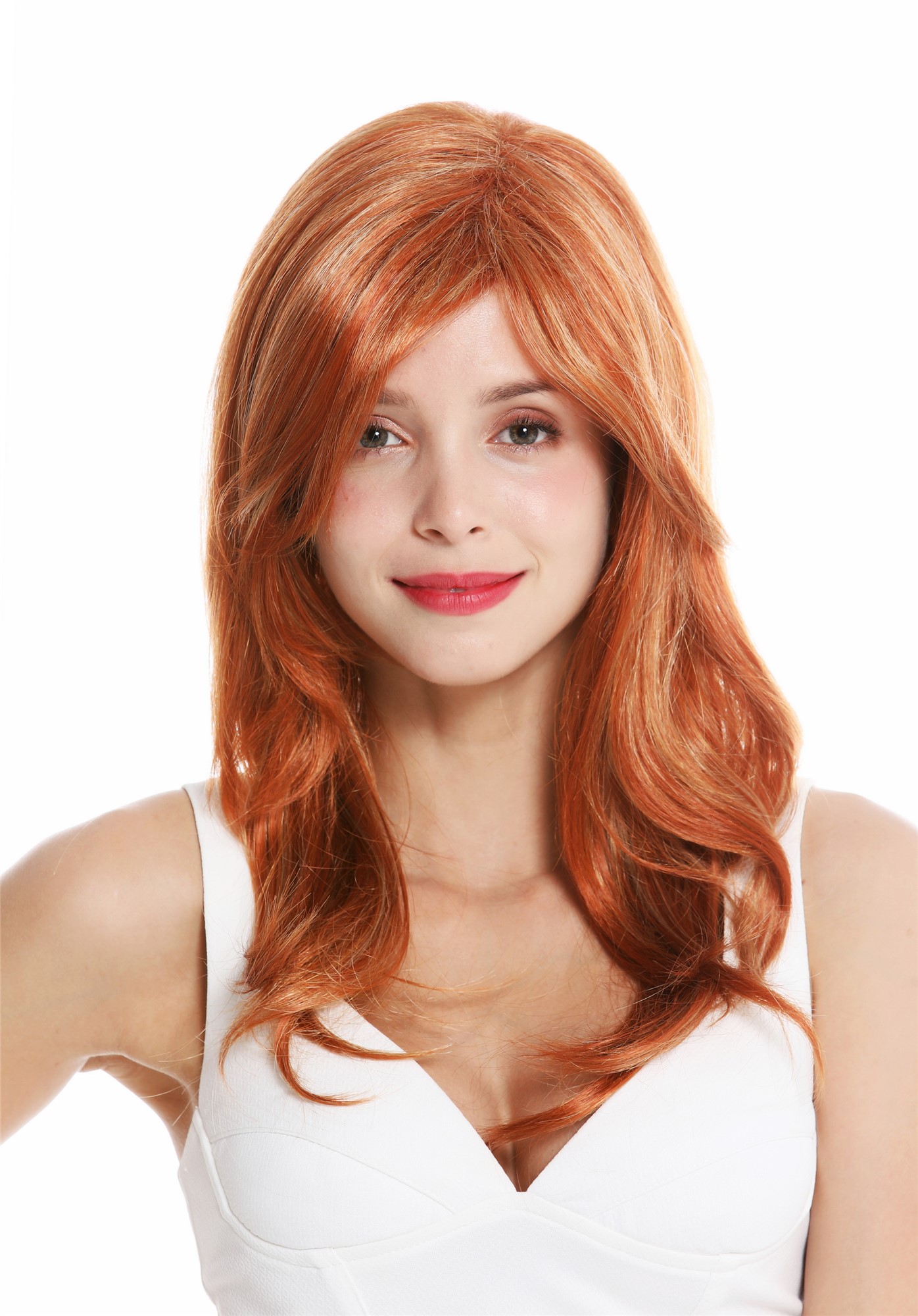 Women's wig long slightly waved parting light copper red blonde GFW2552, view 2, WIG ME UP: Your Perücken Online Shop Quality Wigs, Ladies, red-blonde mix, wavy, long