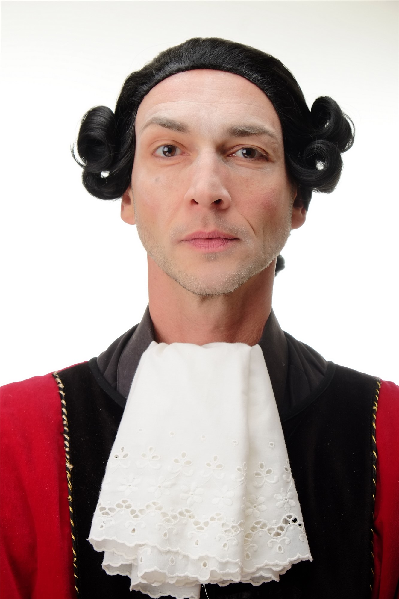 hochwertige Qualitätsperücken, Perücke Barock Edelmann Lord Schwarz F2588-1B, Ansicht 2, WIG ME UP: Ihr Perücken Online Shop wellige Tressen-Perücke Samtschwarz kurze Haare für Unisex