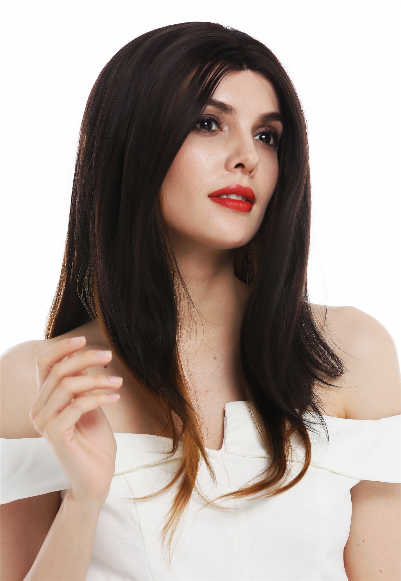 Lady wig lace front long layered undercolours golden brown blonde TYM-343-LF, front view, WIG ME UP: Your Perücken Online Shop Quality Wigs, Ladies, brown-blonde mix, straight, long