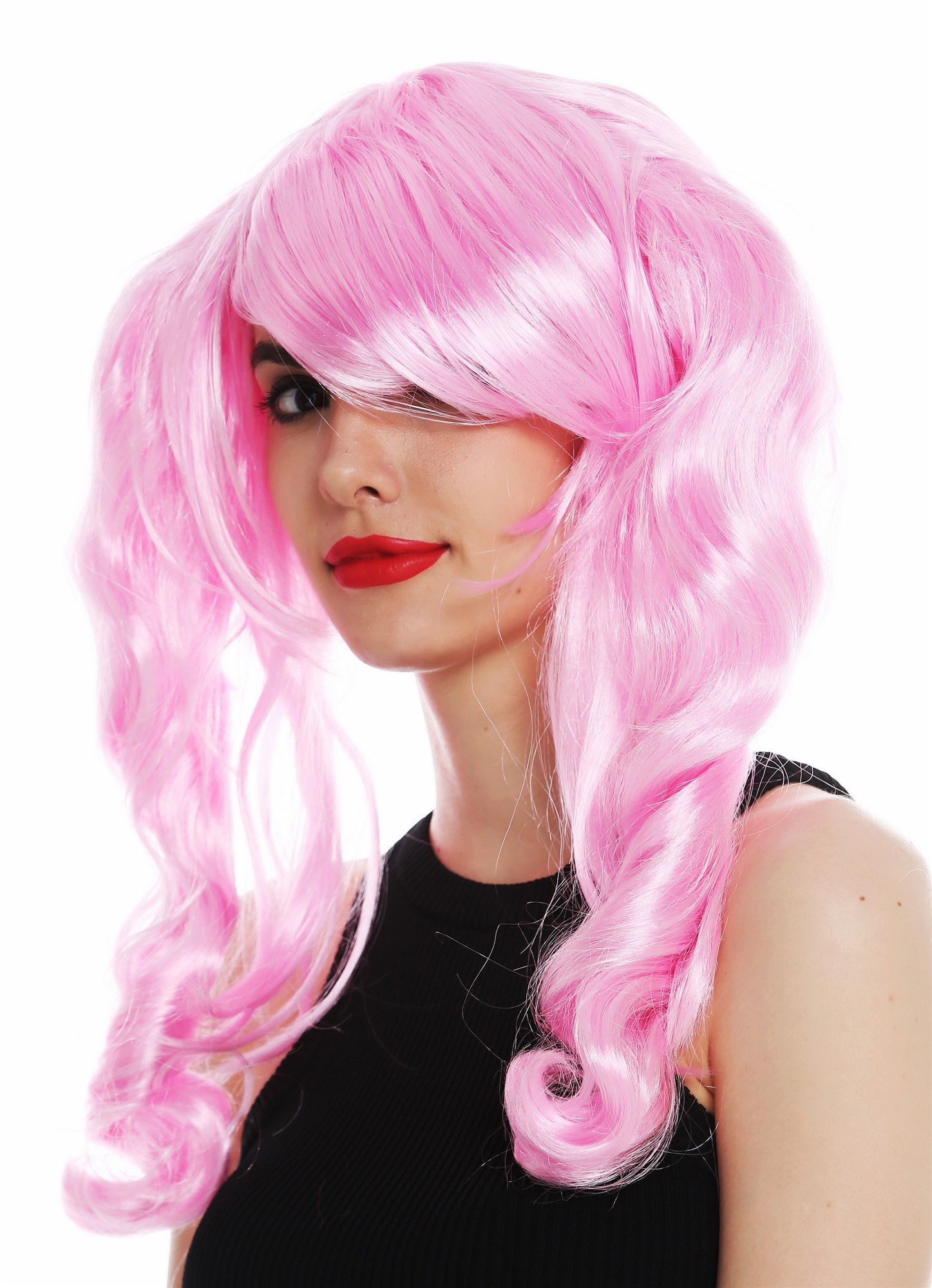 Party Wig, Ladies, light pink, curled, shoulder-length