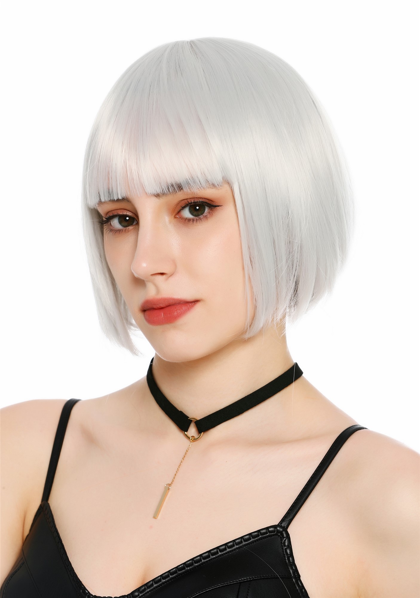 Damenperücke kurz Bob Pony glatt Grau Silbergrau SZL0751-DHTSilvergrey