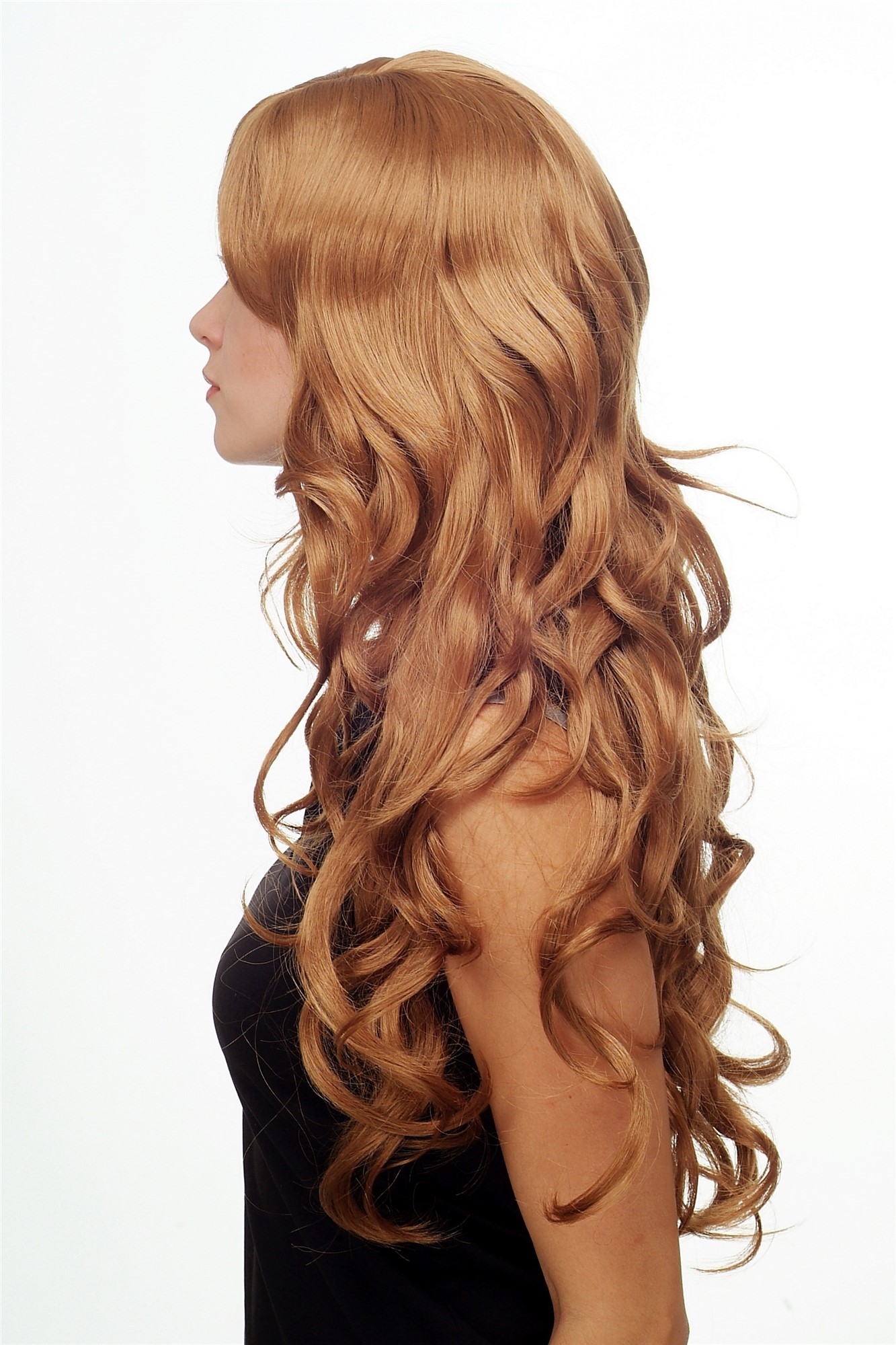 hochwertige Qualitätsperücken, Perücke lang wallendes Haar wellig leicht lockig Erdbeerblond 9204S-27, Ansicht 2, WIG ME UP: Ihr Perücken Online Shop lockige Tressen-Perücke mit Kopfhaut-Imitat Erdbeerblond lange Haare für Damen