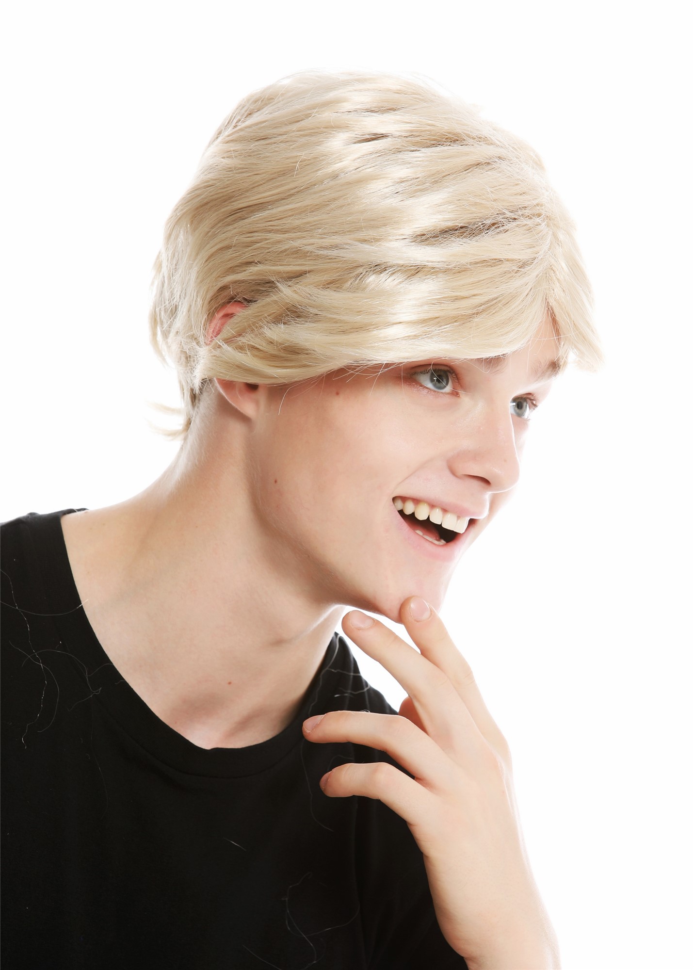 günstige Party Perücke, Perücke Herren kurz Scheitel Blond PW0174-ZA83, Vorderansicht, WIG ME UP: Ihr Perücken Online Shop wellige Party Perücke Hellblond schulterlange Haare für Herren