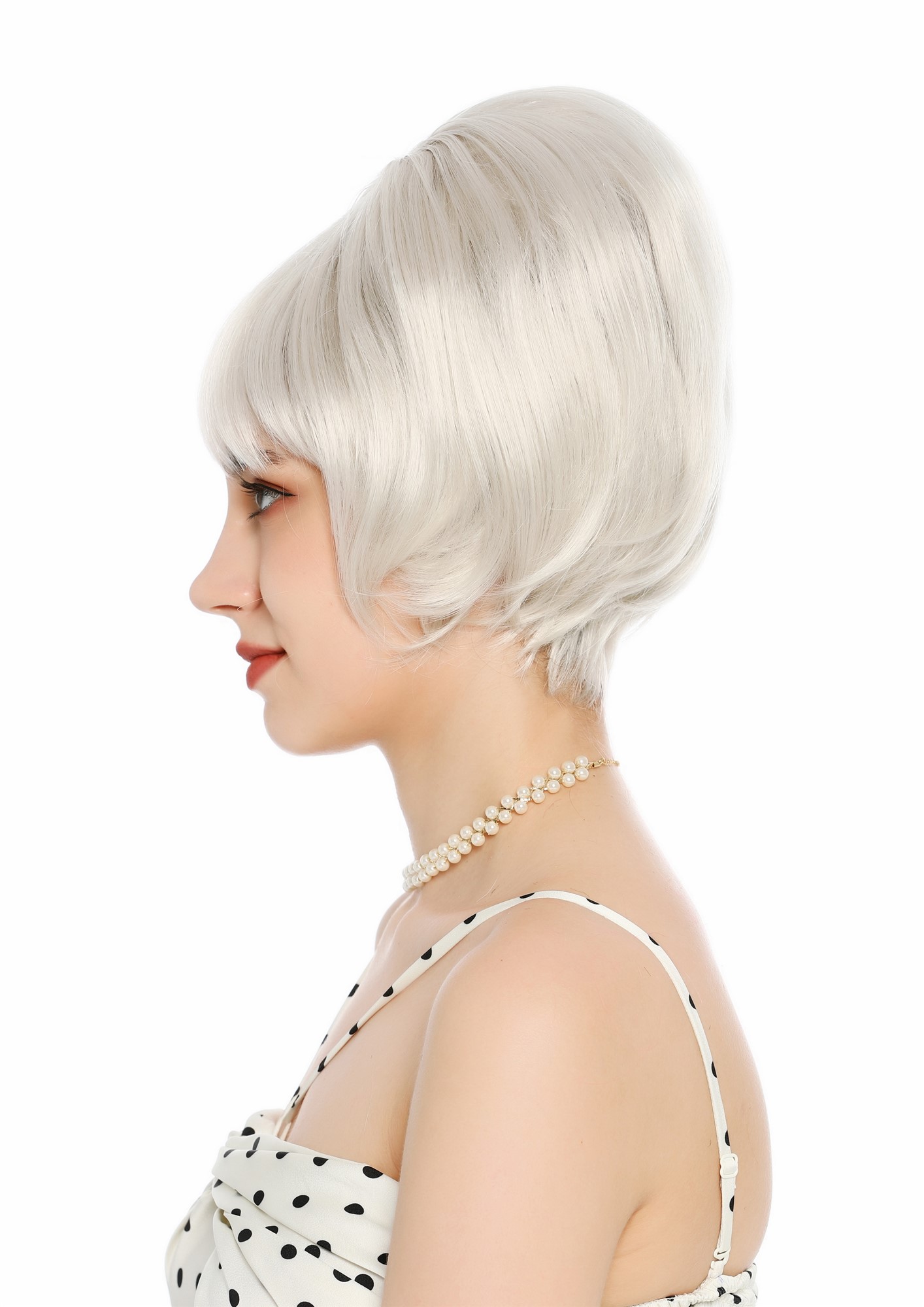 Perücke Damen Retro Vintage 50er 60er Beehive Turmfrisur hochtoupiert kurz Pony Hellblond Blond VK-71-60
