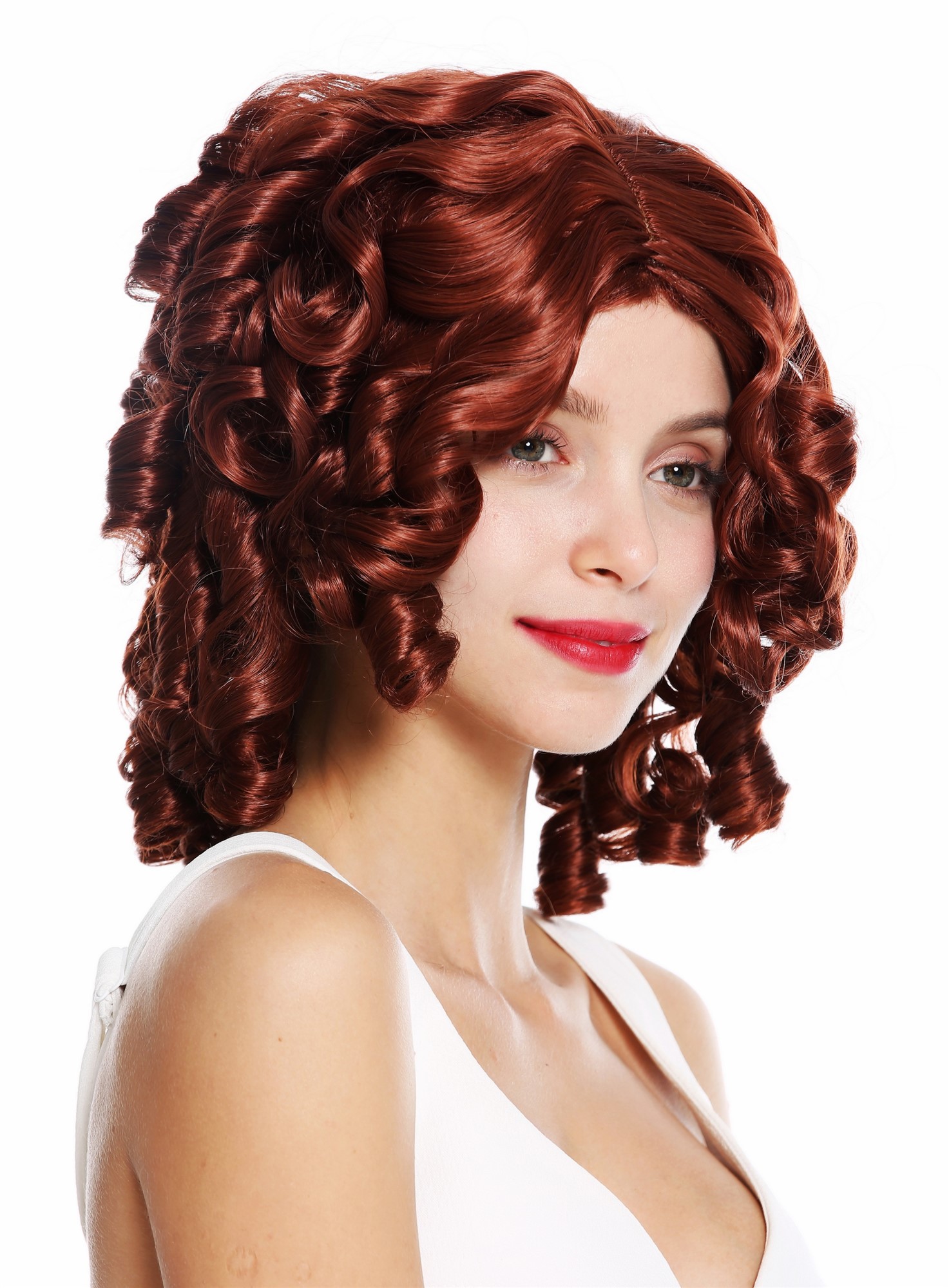 Lady Women Wig Colonial Baroque Victorian Ringlets Curls red copper 6006A, view 3, WIG ME UP: Your Perücken Online Shop Quality Wigs, Ladies, Red, curled, shoulder-length