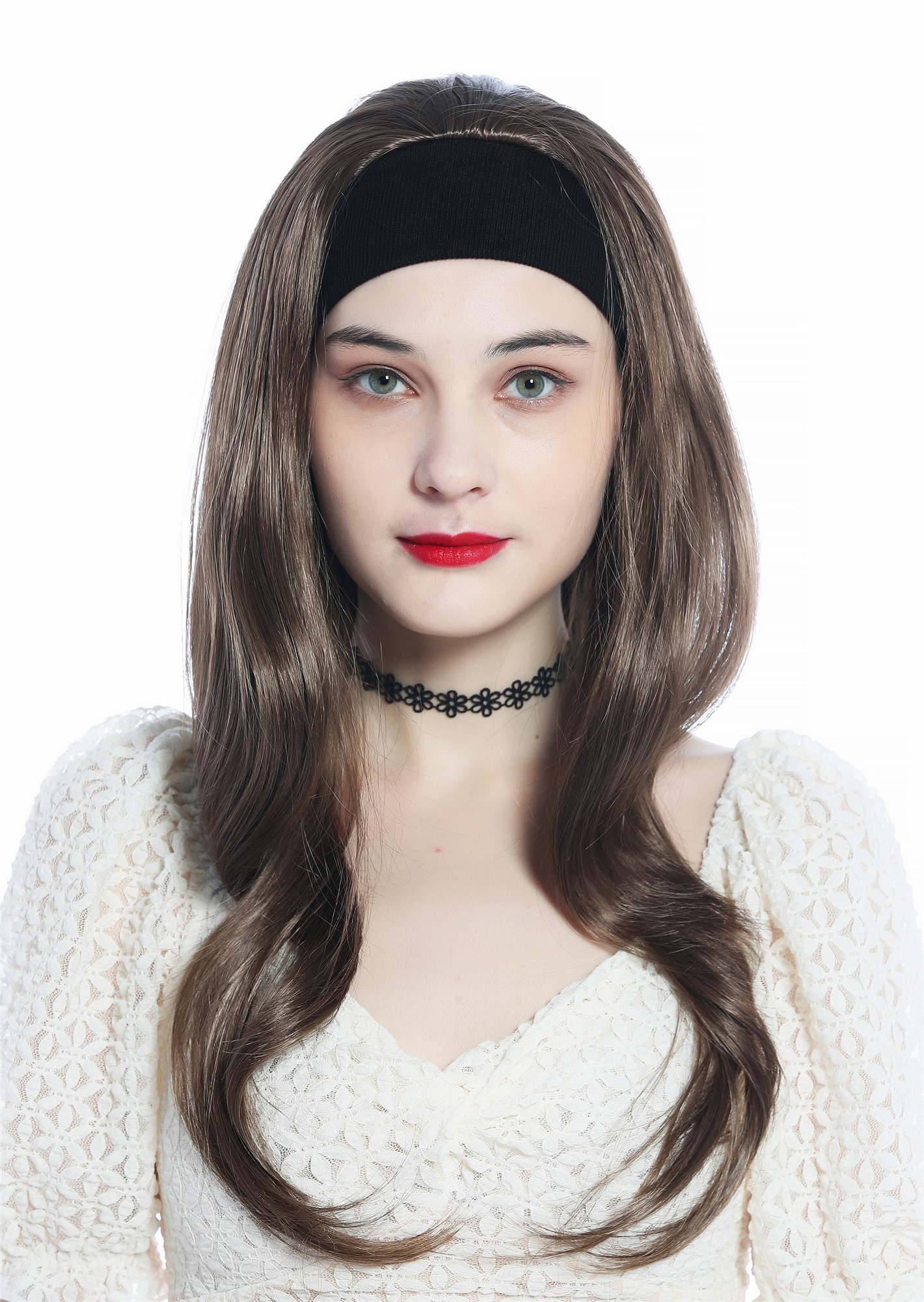 Lady wig half wig black headband cool retro long straight golden brown H9306, view 2, WIG ME UP: Your Perücken Online Shop Quality Wigs, Ladies, medium brown, straight, long