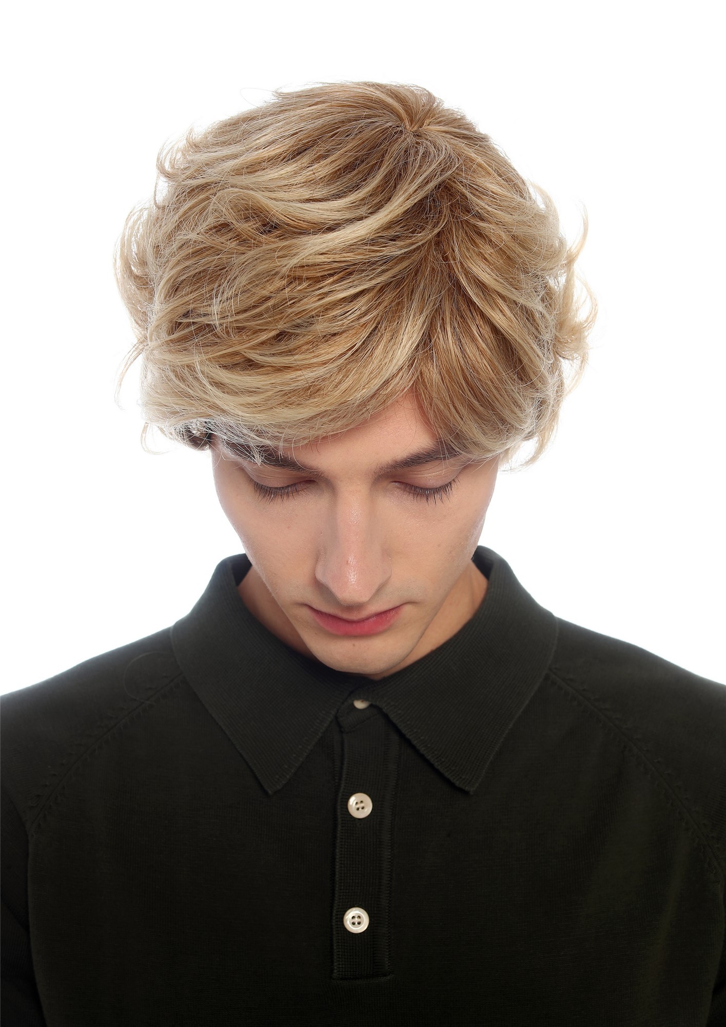 Herrenperücke jugendlich wild gewellt wellig lebhafter Blond Mix SZL1316-DHT27T458