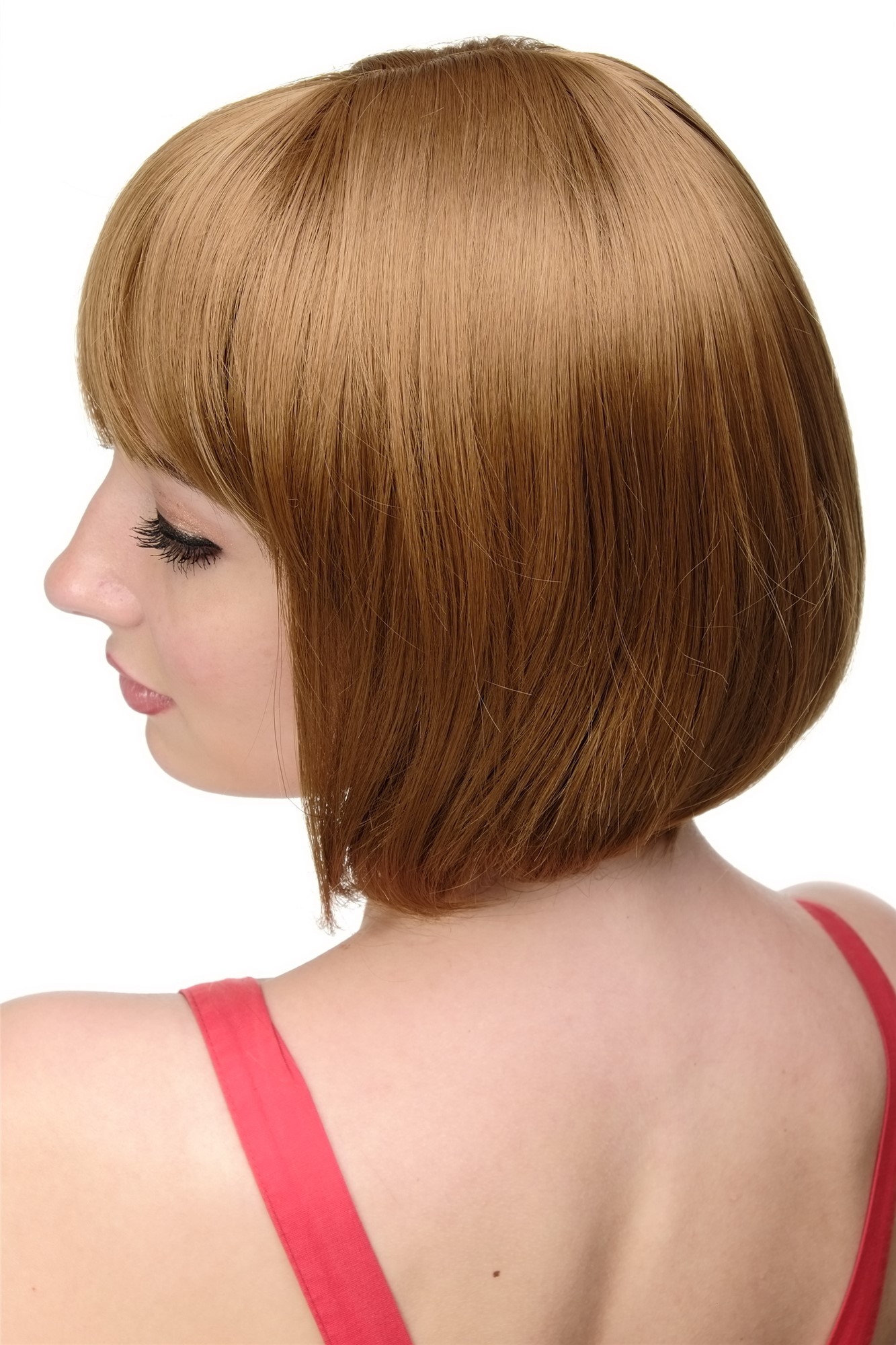 hochwertige Qualitätsperücken, Sexy Damen Bob Perücke glatte kurze Haare mit Pony Blond Erdbeerblond 703-27, Ansicht 3, WIG ME UP: Ihr Perücken Online Shop glatte Tressen-Perücke mit Kopfhaut-Imitat Erdbeerblond kurze Haare für Damen