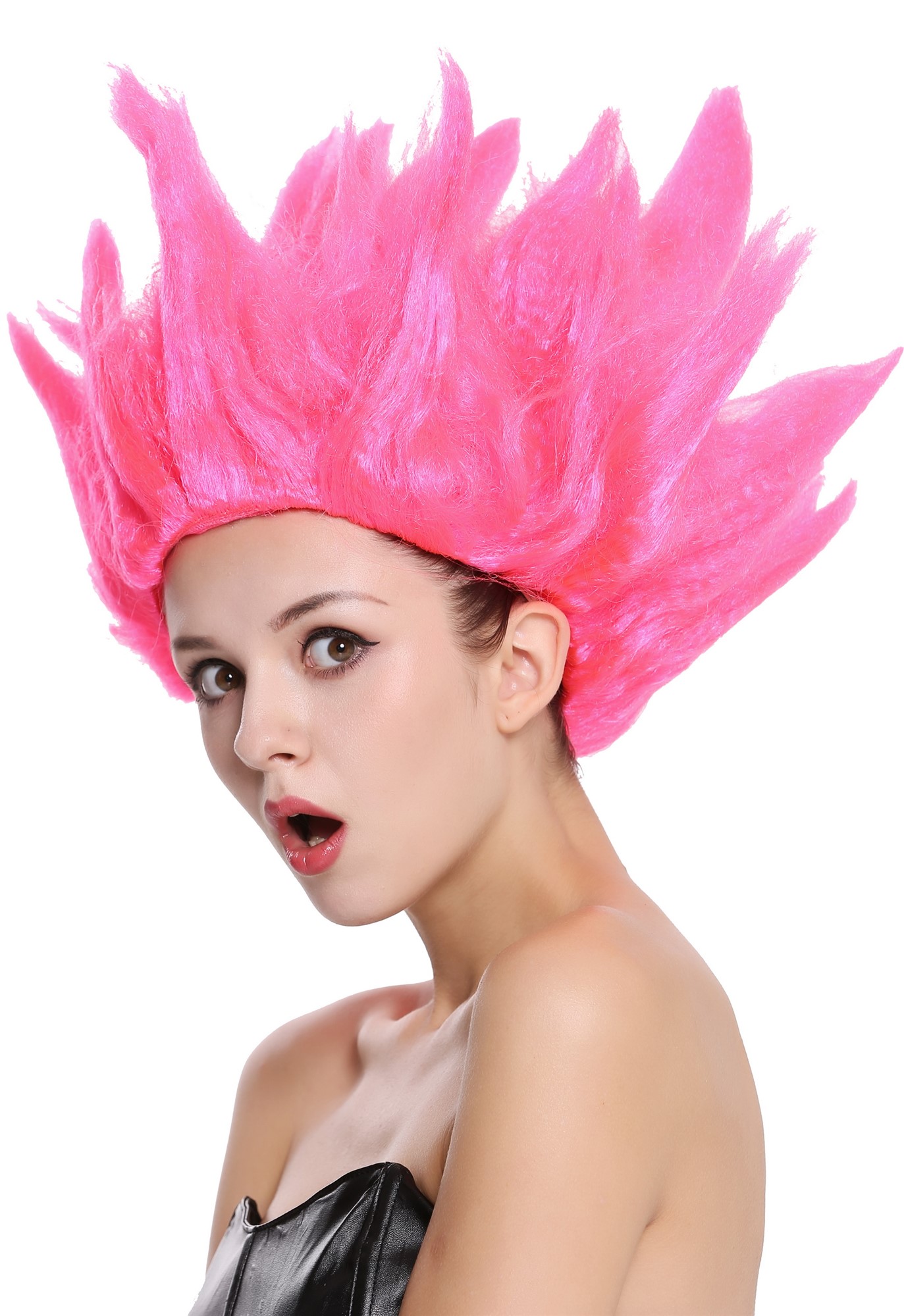 Lady Gents Man Party Wig Demon Flower Fairy Pixie pink teased high 91062, view 4, WIG ME UP: Your Perücken Online Shop Party Wig, Unisex, Pink, wavy, short