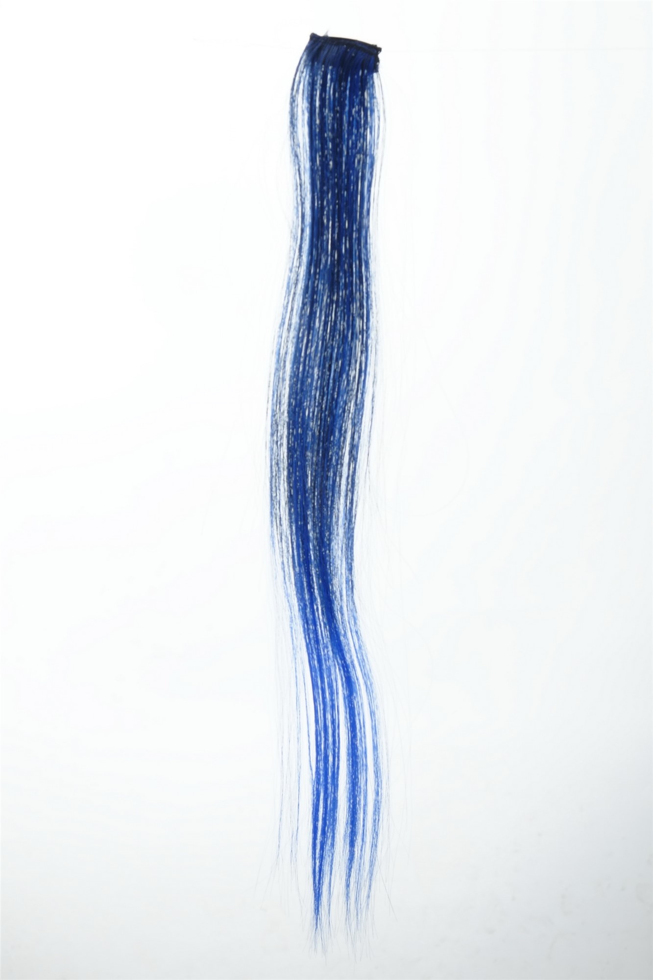 1 Clip-In Extension Strähne glatt 45 cm Ombre Blau YZF-P1S18P-1BTTTF2517, Vorderansicht, WIG ME UP: Ihr Perücken Online Shop glatte Extensions Samtschwarz-Neonblau-Mix 45 cm lang