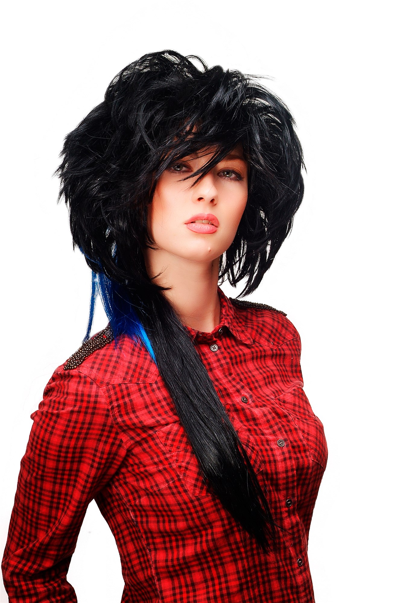 günstige Party Perücke, Perücke Wildes Volumen Schwarz Blau 4177-P103-PC3, Ansicht 3, WIG ME UP: Ihr Perücken Online Shop wellige Party Perücke Schwarz lange Haare für Damen