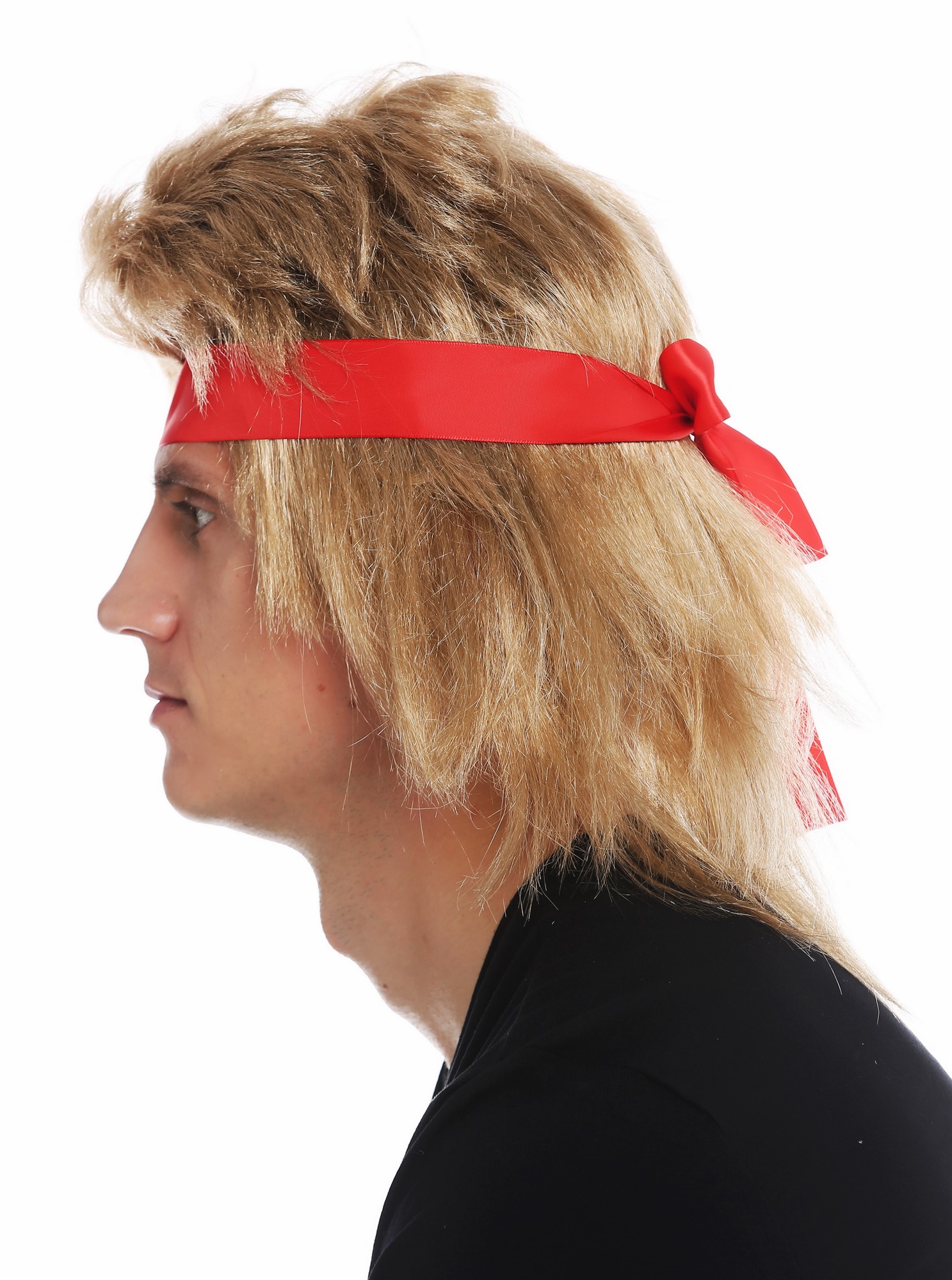 günstige Party Perücke, Perücke 80er Action-Star blond Stirnband Vokuhila SARL002-FR7-02, Ansicht 3, WIG ME UP: Ihr Perücken Online Shop glatte Party Perücke Hellblond kurze Haare für Herren