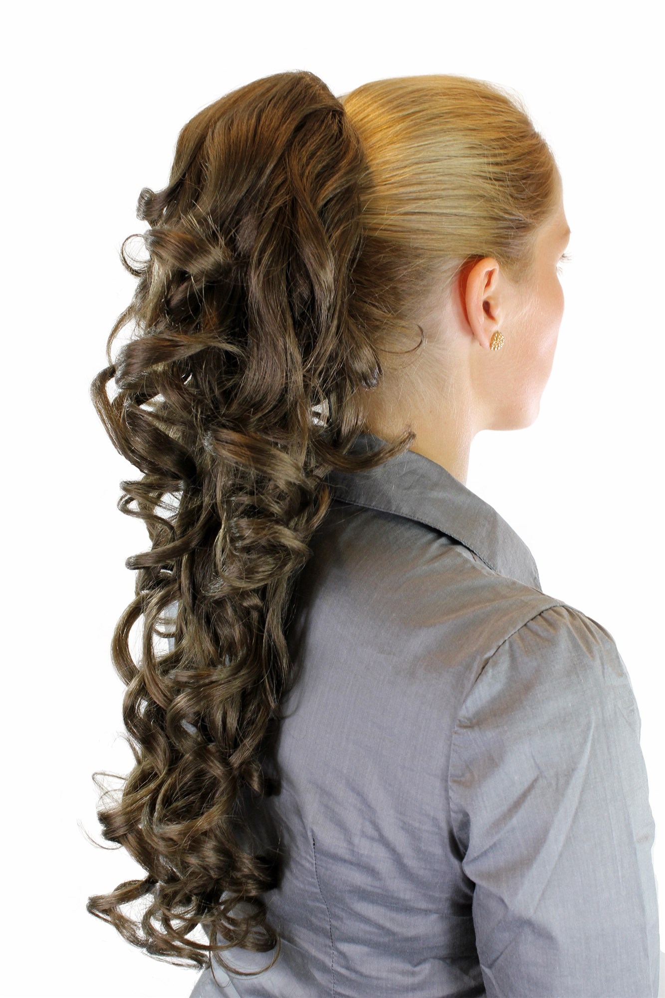 Ponytails, Brown, curled, long