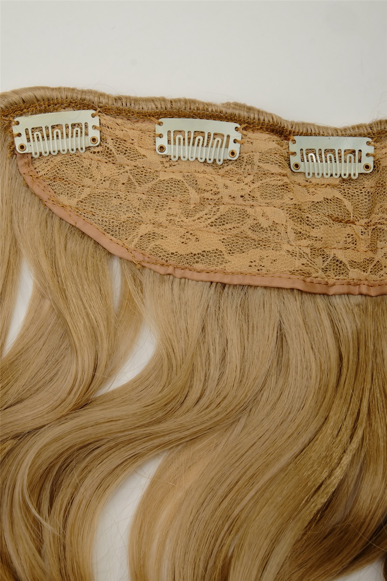 Haarverlängerung 5 Clips lockig dunkles Goldblond WH5008-180C-25, Ansicht 3, WIG ME UP: Ihr Perücken Online Shop lockige Halbperücke Kupferblond 50 cm lang