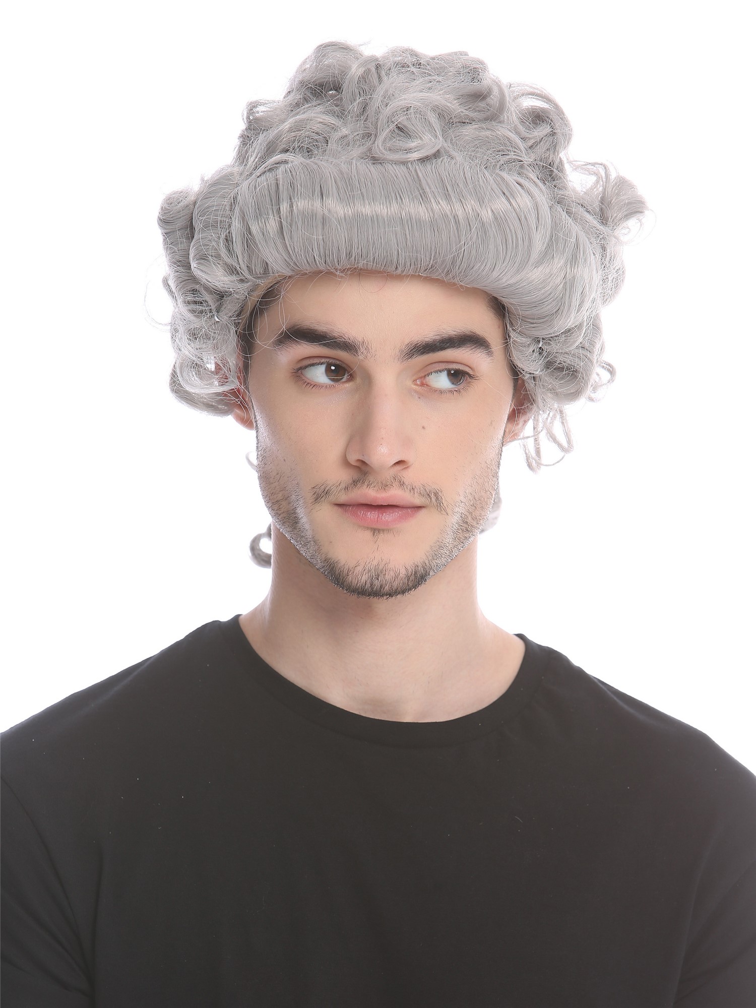 Man Lady party wig Baroque aristocrat lord curls long ponytail gray grey 910219, view 2, WIG ME UP: Your Perücken Online Shop Party Wig, Men, Grey, curled, shoulder-length