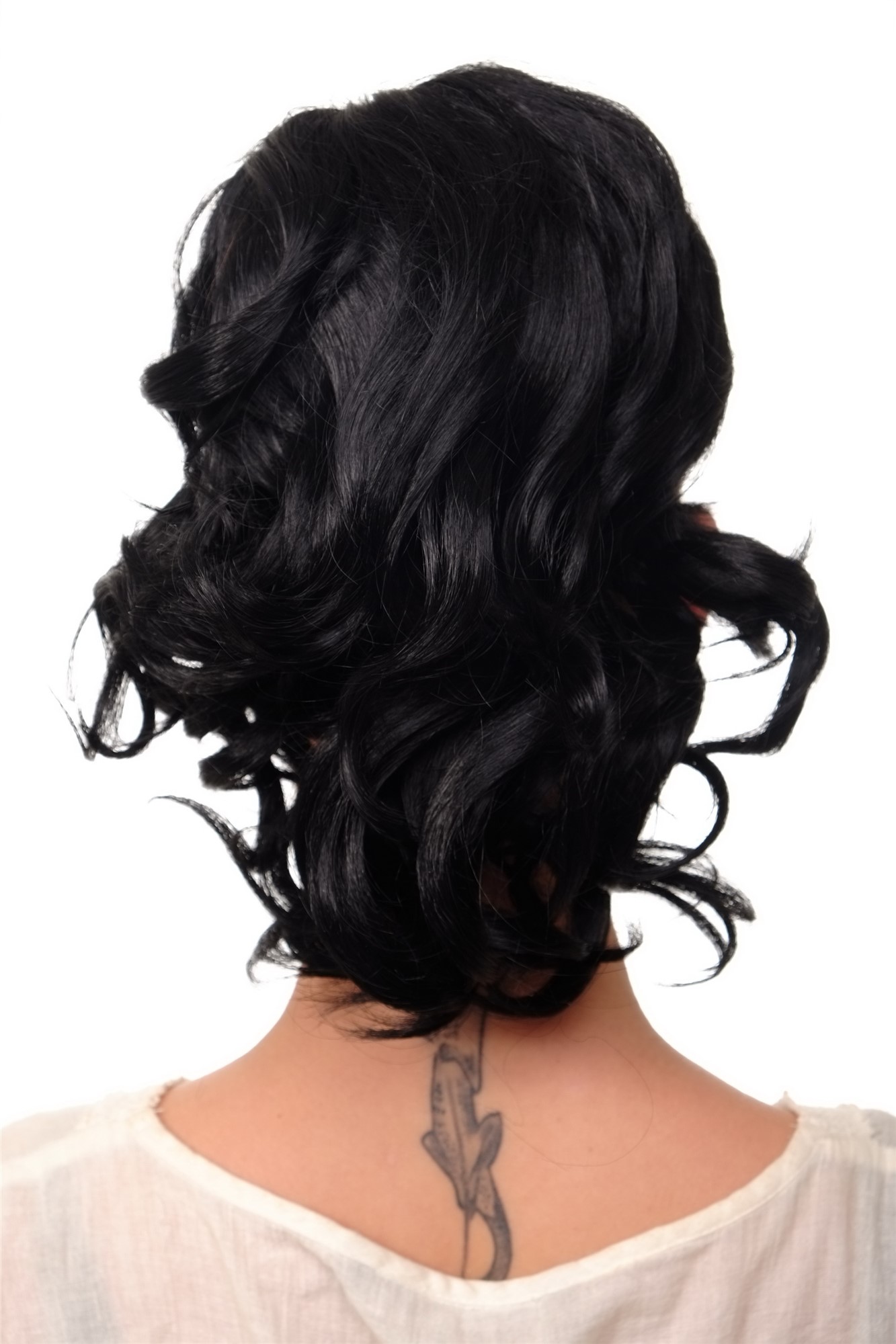 Ponytails, Black, wavy, shoulder-length